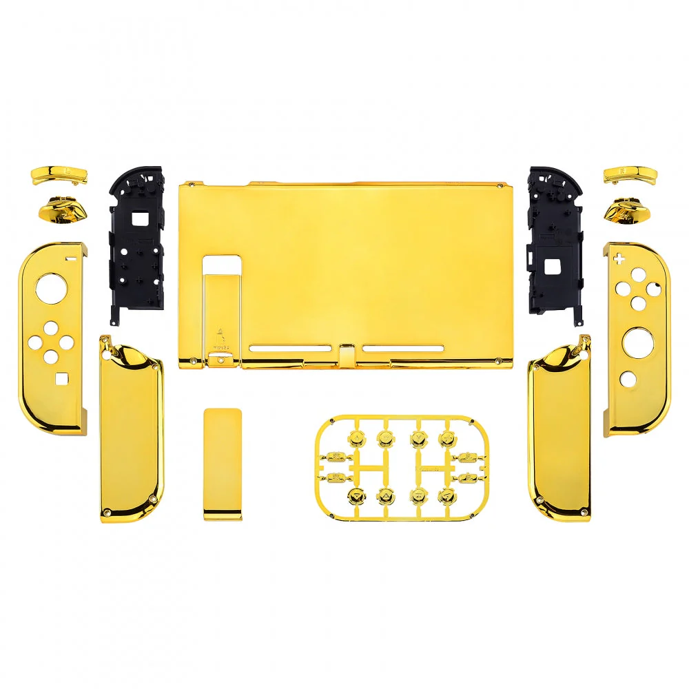eXtremeRate Replacement Full Set Shells with Buttons for Nintendo Switch - Chrome Gold - Image 2