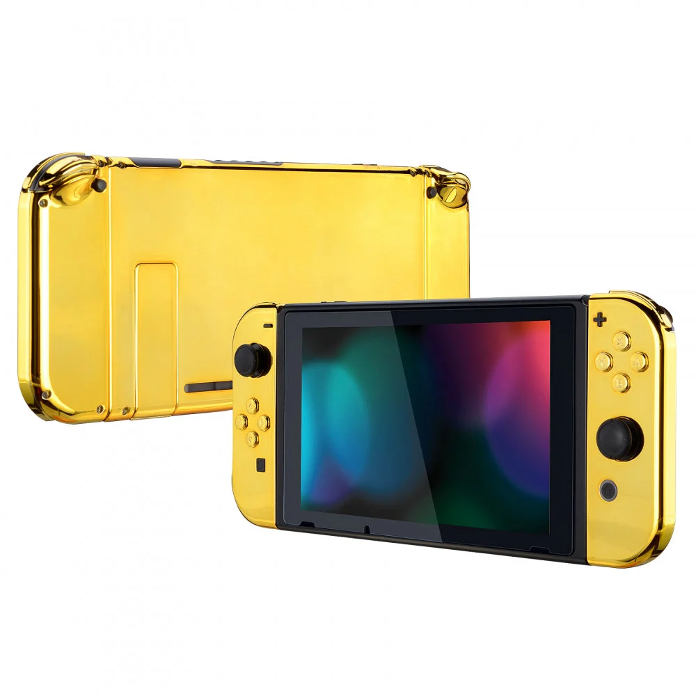 eXtremeRate Replacement Full Set Shells with Buttons for Nintendo Switch - Chrome Gold - Image 5
