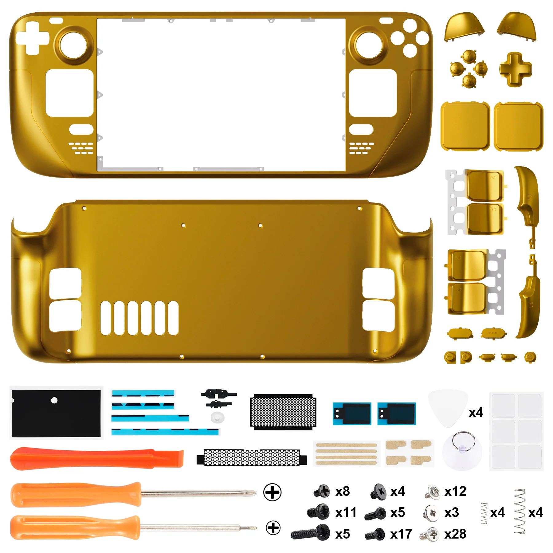 eXtremeRate Custom Full Set Shell with Buttons for Steam Deck LCD - Chrome Gold - Image 5