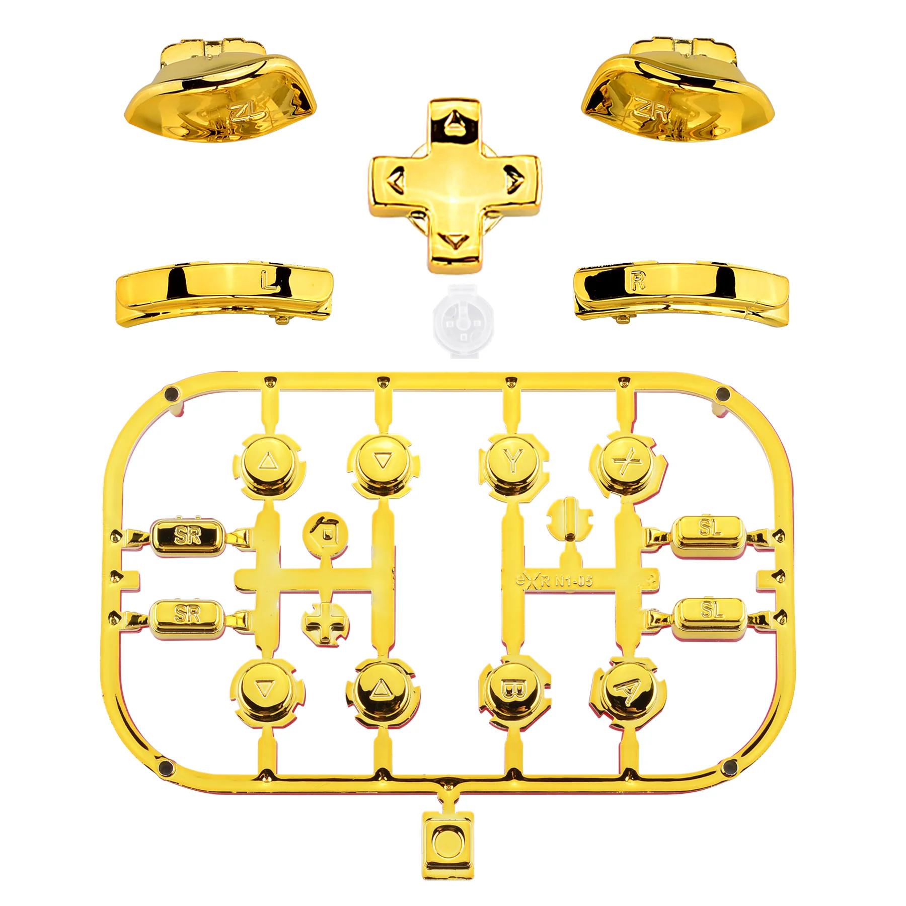eXtremeRate Dpad Version Replacement Full Set Buttons for Joycon of Switch (D-pad ONLY Fits for eXtremeRate D-pad Shell for Joycon) - Chrome Gold - Image 2