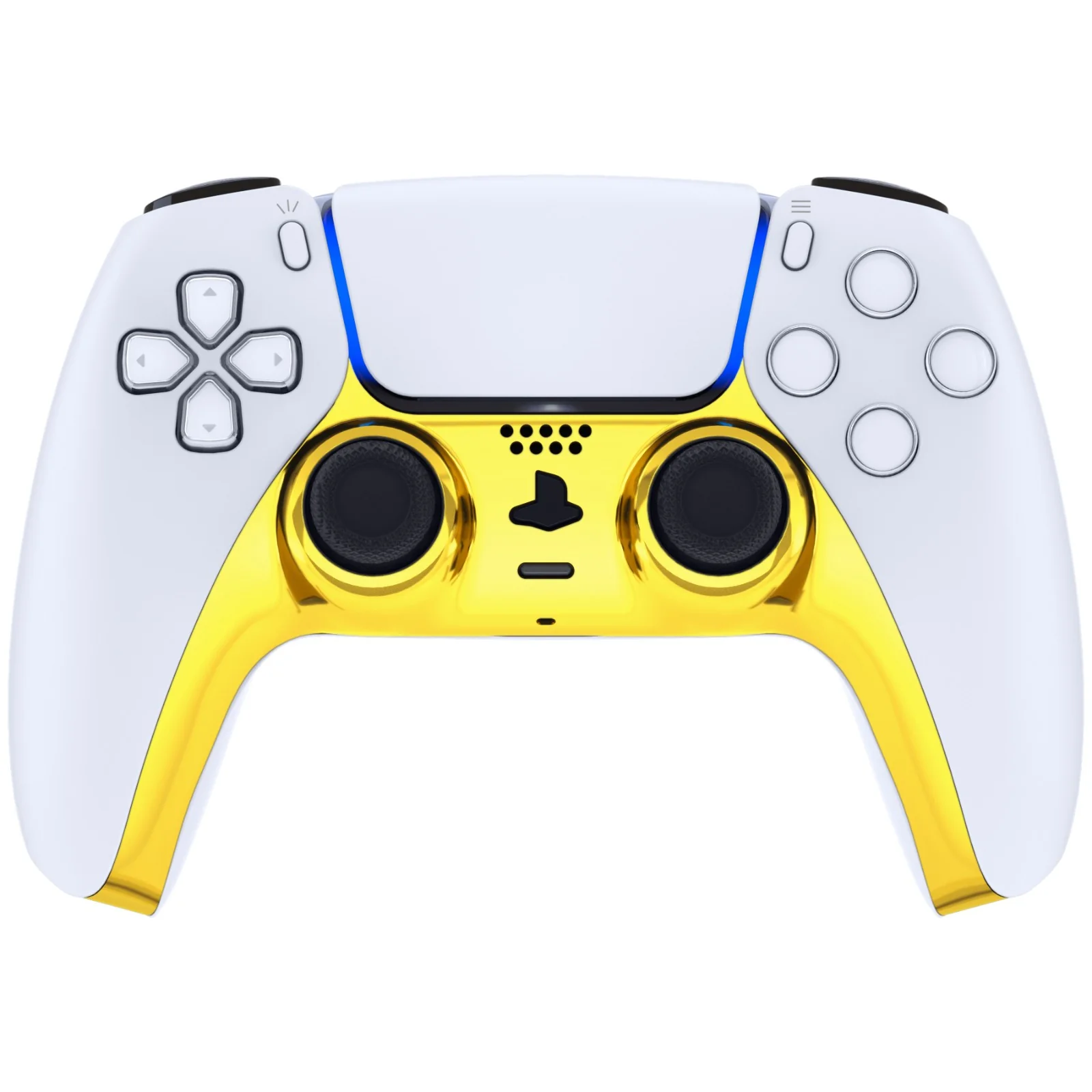 eXtremeRate Replacement Decorative Trim Shell with Accent Rings Compatible with PS5 Controller BDM-010/020/030/040/050 - Chrome Gold Glossy - Image 2