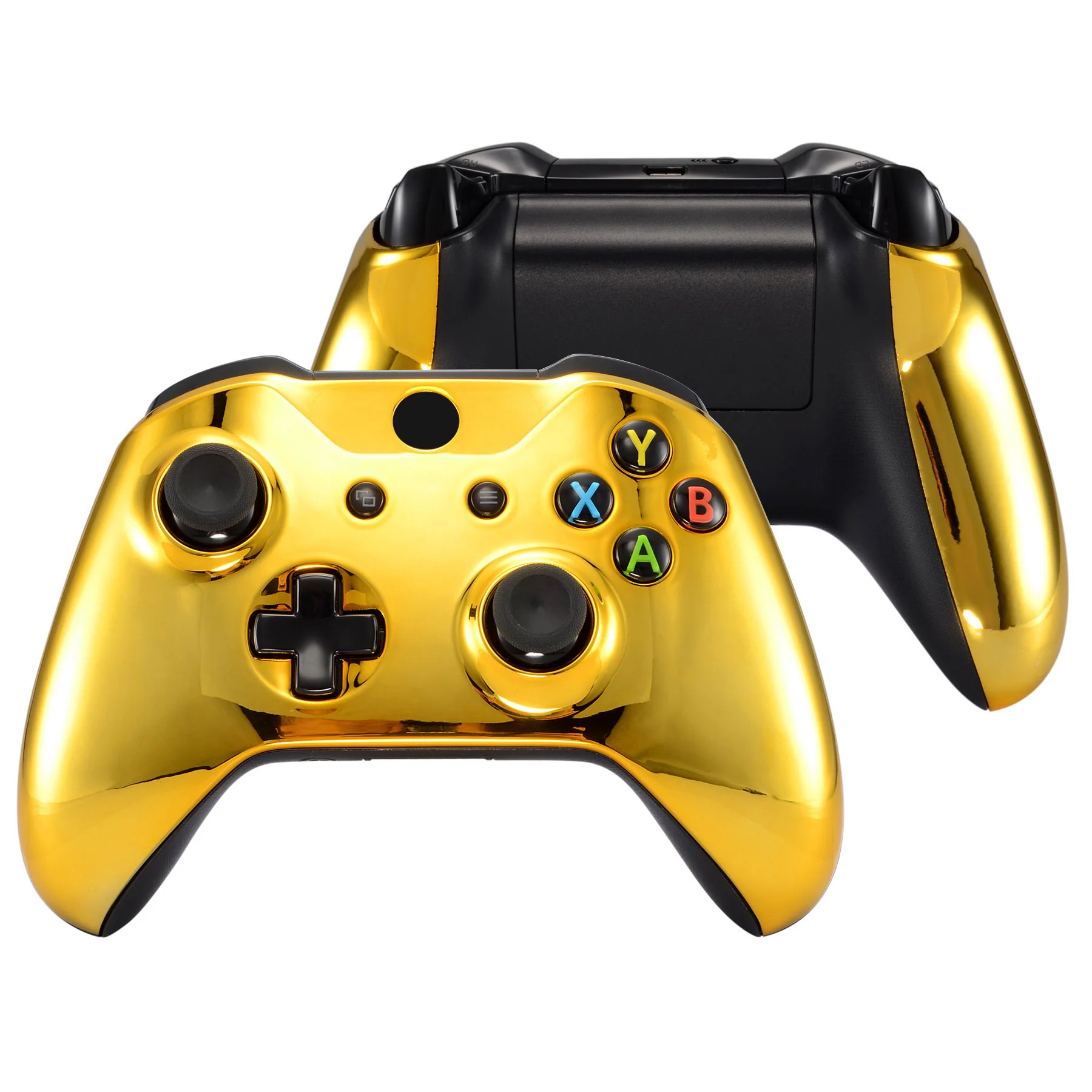 eXtremeRate Replacement Front Housing Shell with Side Rails Panel for Xbox One X & S Controller (Model 1708) - Chrome Gold Glossy - Image 2