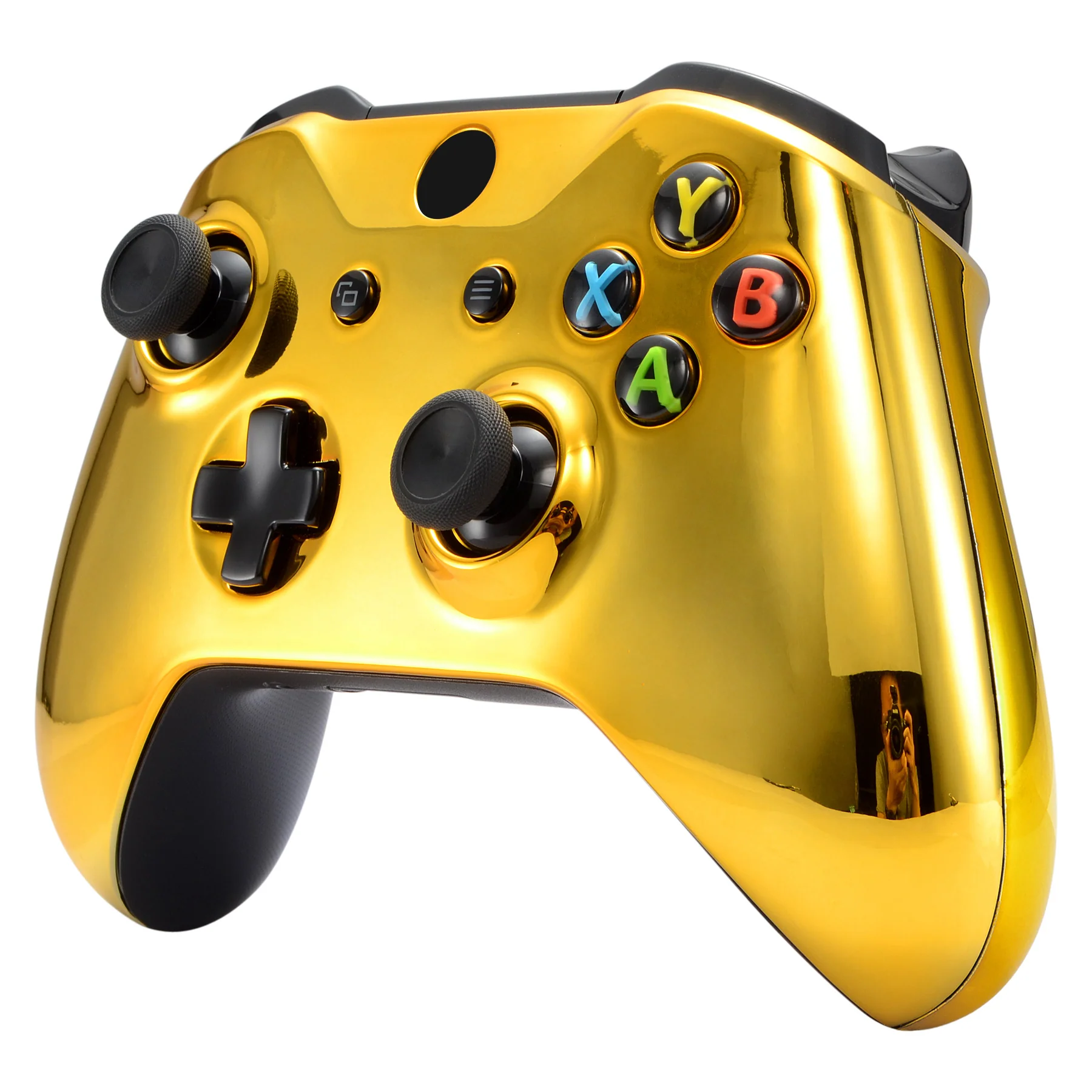eXtremeRate Replacement Front Housing Shell with Side Rails Panel for Xbox One X & S Controller (Model 1708) - Chrome Gold Glossy - Image 5