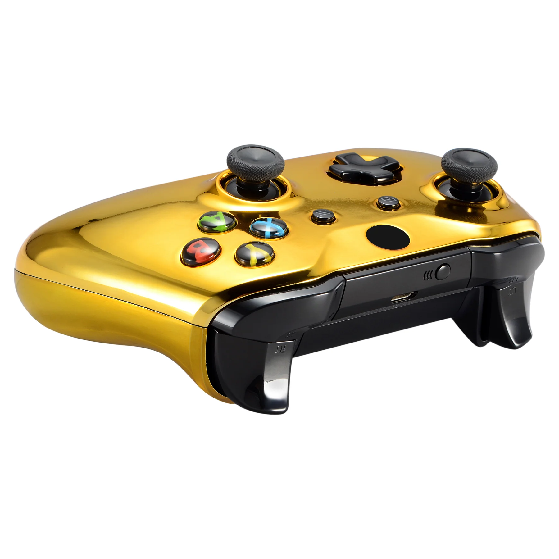 eXtremeRate Replacement Front Housing Shell with Side Rails Panel for Xbox One X & S Controller (Model 1708) - Chrome Gold Glossy - Image 6