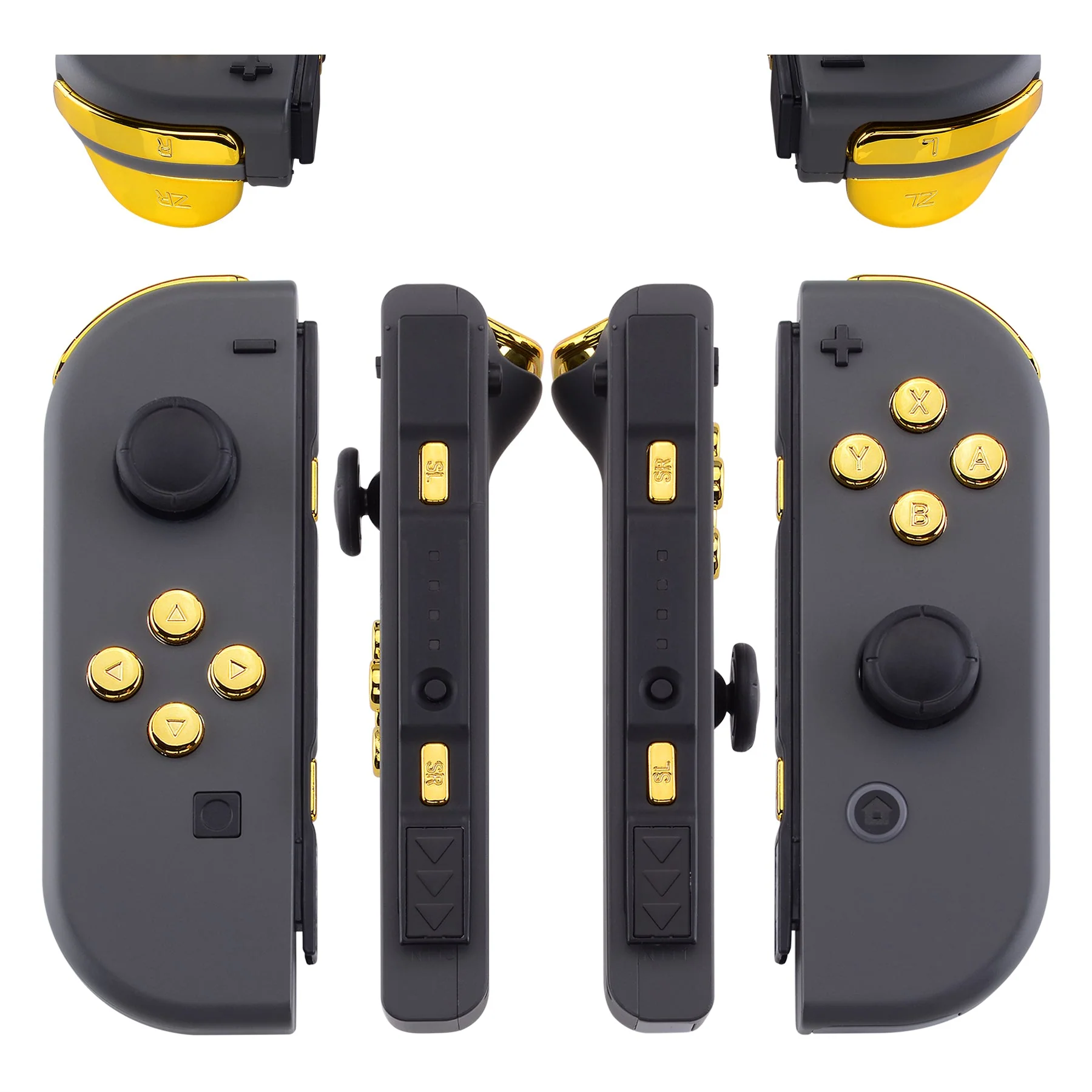 eXtremeRate Replacement Full Set Buttons for Joycon of NS Switch - Chrome Gold Glossy - Image 3