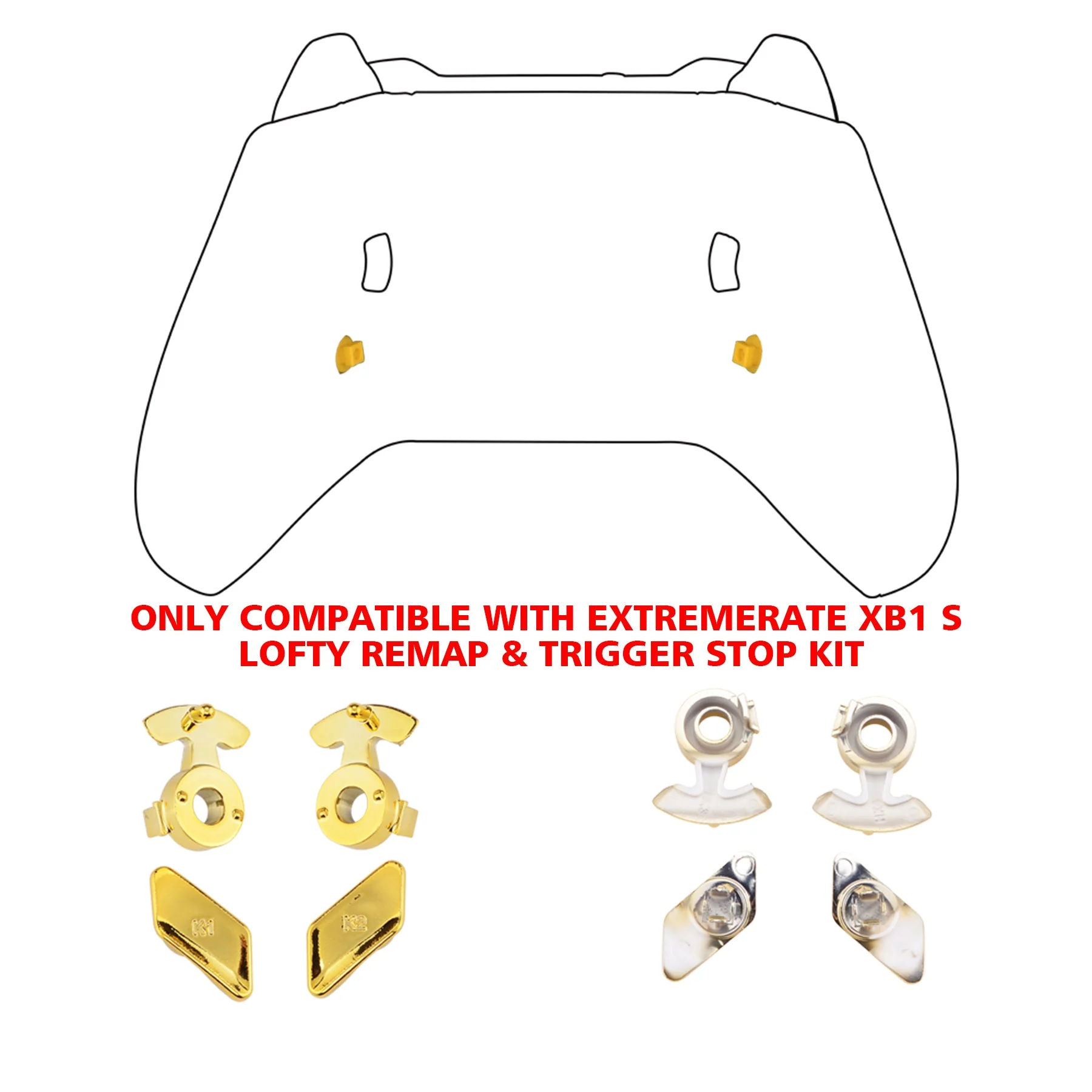 eXtremeRate Replacement Redesigned Back Buttons HK3 HK4 Trigger lock K1 K2 Paddles for eXtremeRate LOFTY Remap & Trigger Stop Kit, Compatible with Xbox One X & S Controller - Chrome Gold Glossy - Image 3