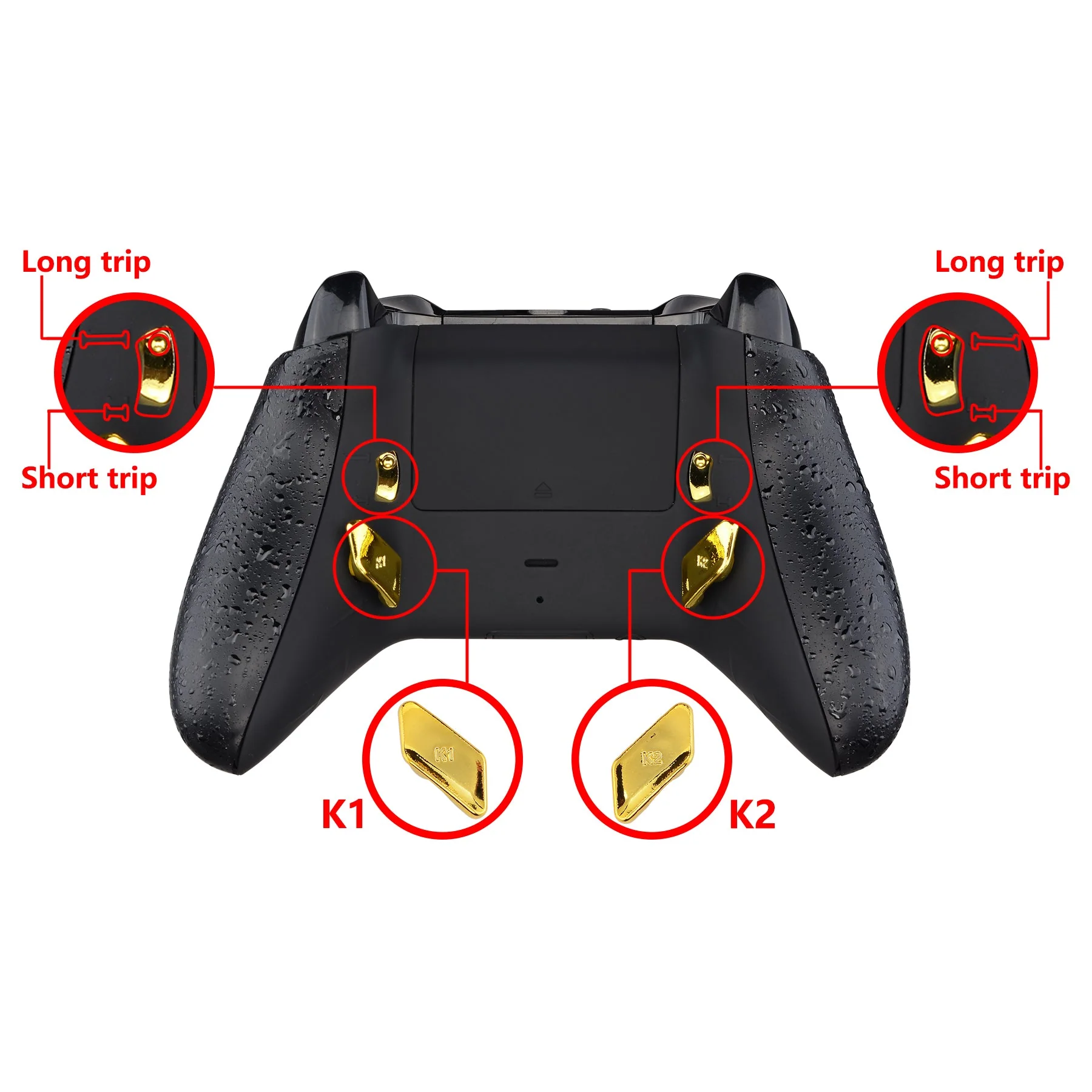 eXtremeRate Replacement Redesigned Back Buttons HK3 HK4 Trigger lock K1 K2 Paddles for eXtremeRate LOFTY Remap & Trigger Stop Kit, Compatible with Xbox One X & S Controller - Chrome Gold Glossy - Image 4
