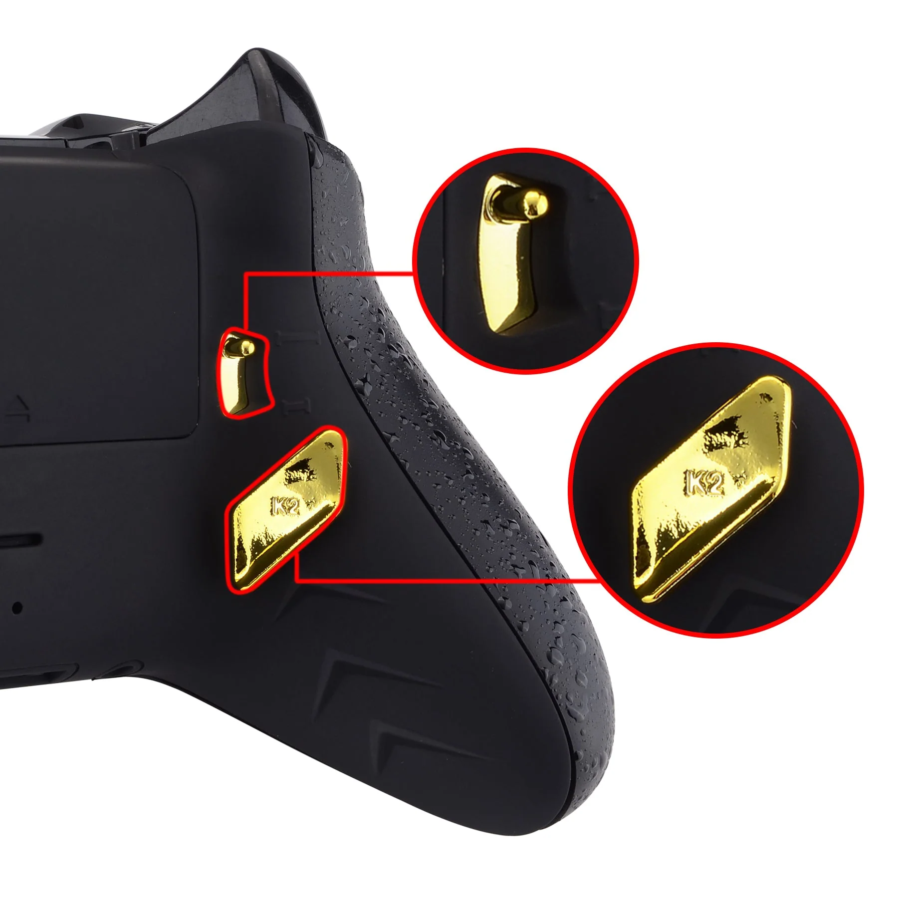 eXtremeRate Replacement Redesigned Back Buttons HK3 HK4 Trigger lock K1 K2 Paddles for eXtremeRate LOFTY Remap & Trigger Stop Kit, Compatible with Xbox One X & S Controller - Chrome Gold Glossy - Image 5