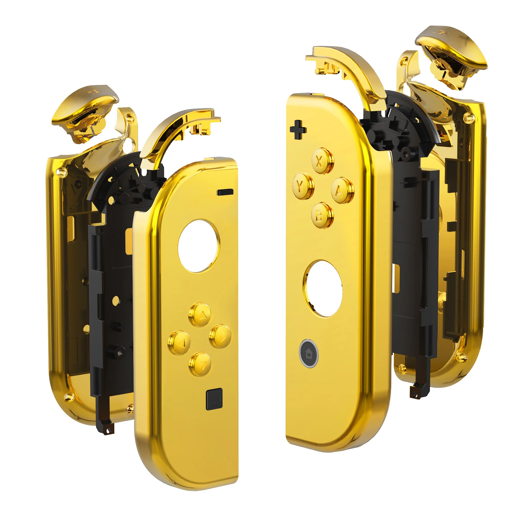 eXtremeRate Replacement Full Set Shell Case with Buttons for Joycon of NS Switch - Chrome Gold - Image 10