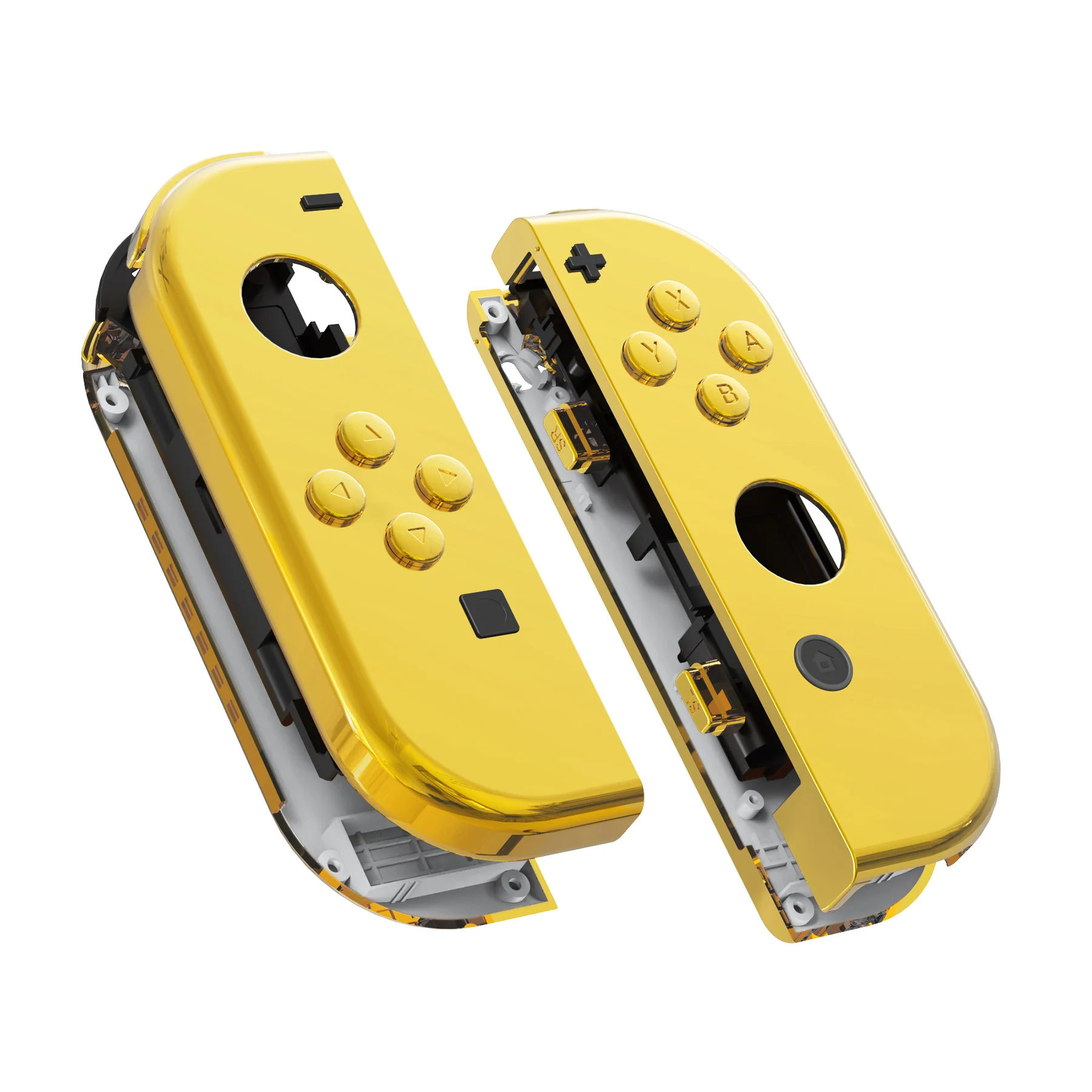 eXtremeRate Replacement Full Set Shell Case with Buttons for Joycon of NS Switch - Chrome Gold - Image 11