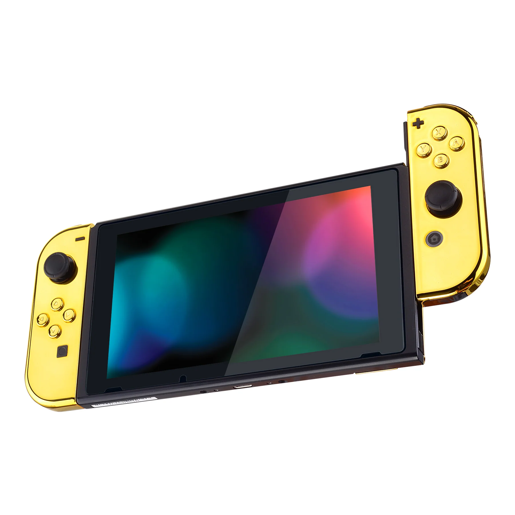 eXtremeRate Replacement Full Set Shell Case with Buttons for Joycon of NS Switch - Chrome Gold - Image 5