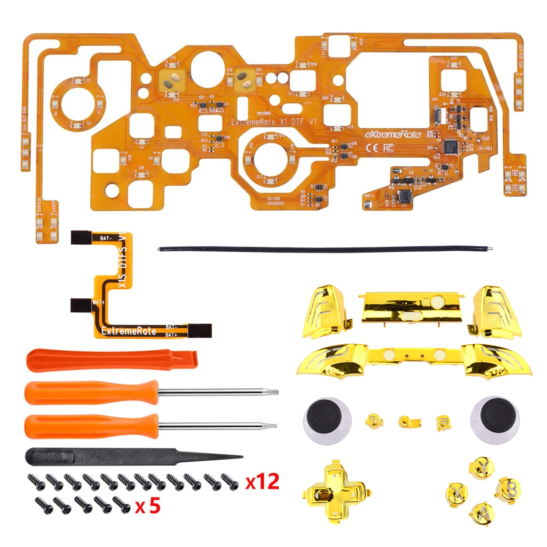 eXtremeRate Multi-Colors Luminated Buttons DTFS (DTF 2.0) LED Kit for Xbox One X & S Controller - Chrome Gold - Image 6