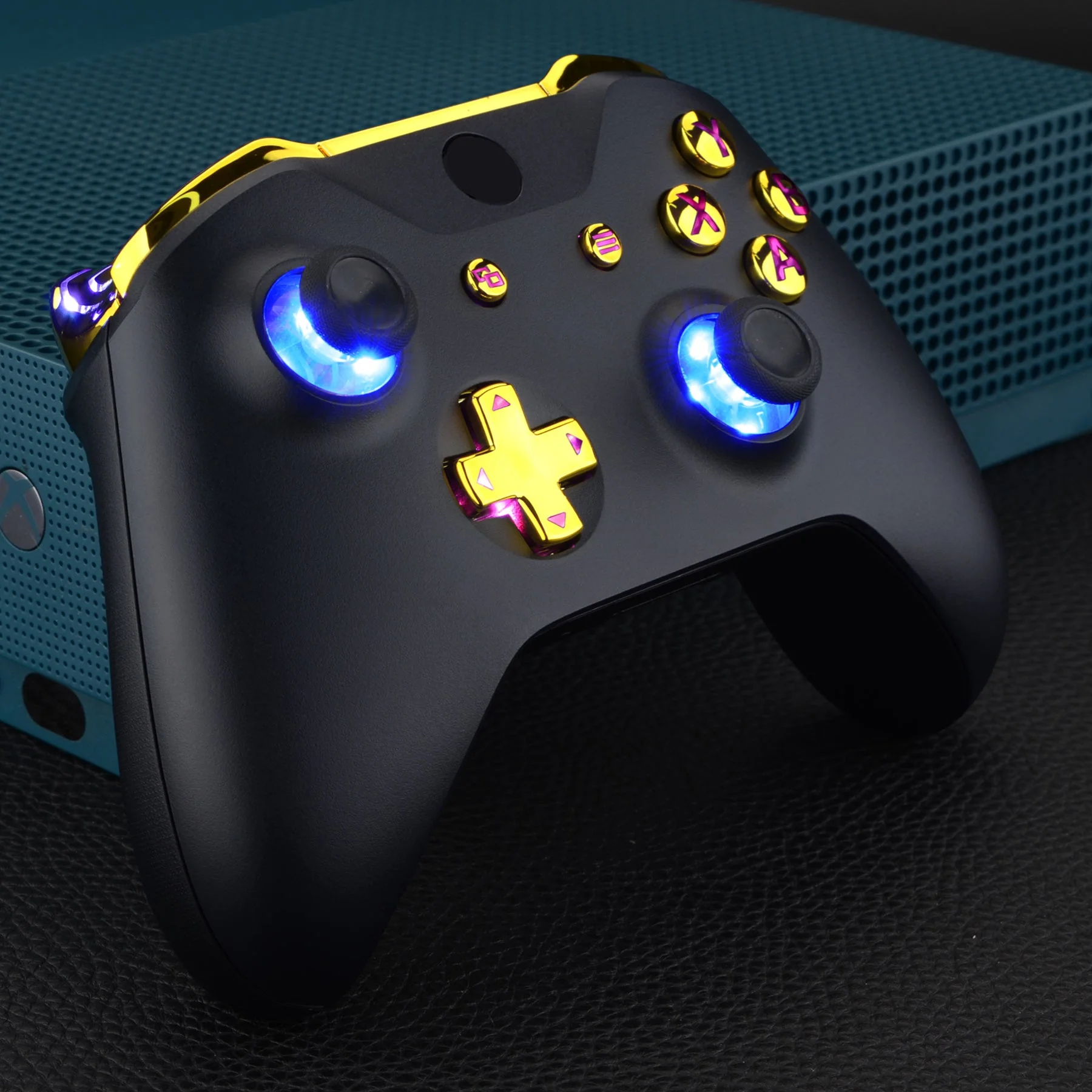 eXtremeRate Multi-Colors Luminated Buttons DTFS (DTF 2.0) LED Kit for Xbox One X & S Controller - Chrome Gold - Image 7