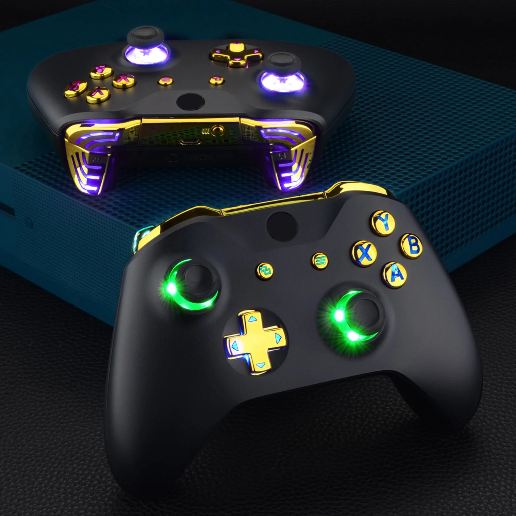 eXtremeRate Multi-Colors Luminated Buttons DTFS (DTF 2.0) LED Kit for Xbox One X & S Controller - Chrome Gold - Image 9