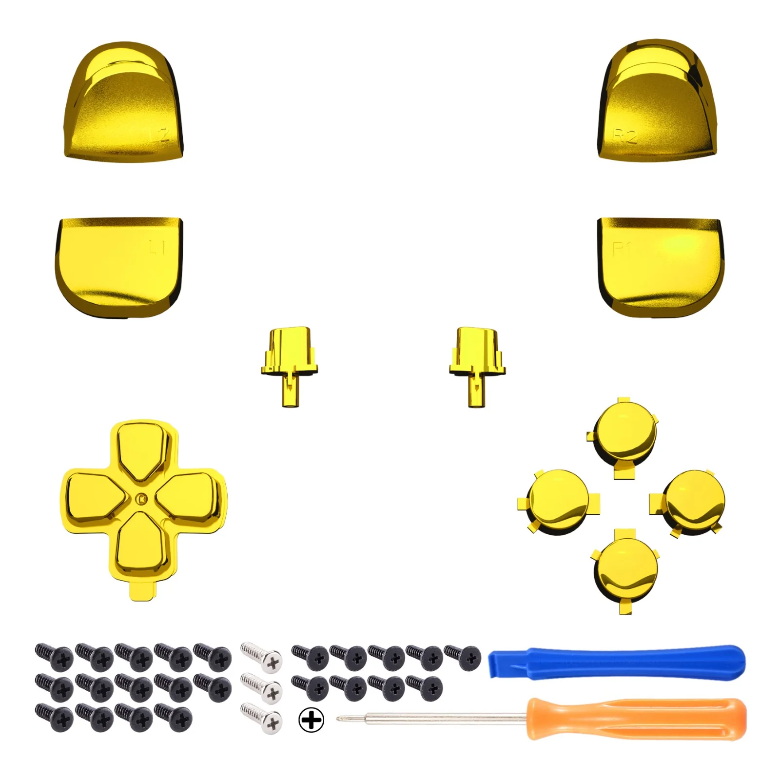 eXtremeRate Replacement Full Set Buttons Compatible with PS5 Controller BDM-010/020 - Chrome Gold - Image 8