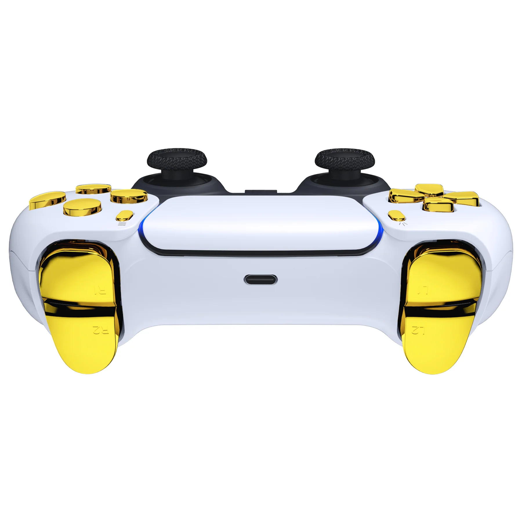 eXtremeRate Replacement Full Set Buttons Compatible with PS5 Controller BDM-030/040/050/060 - Chrome Gold - Image 8