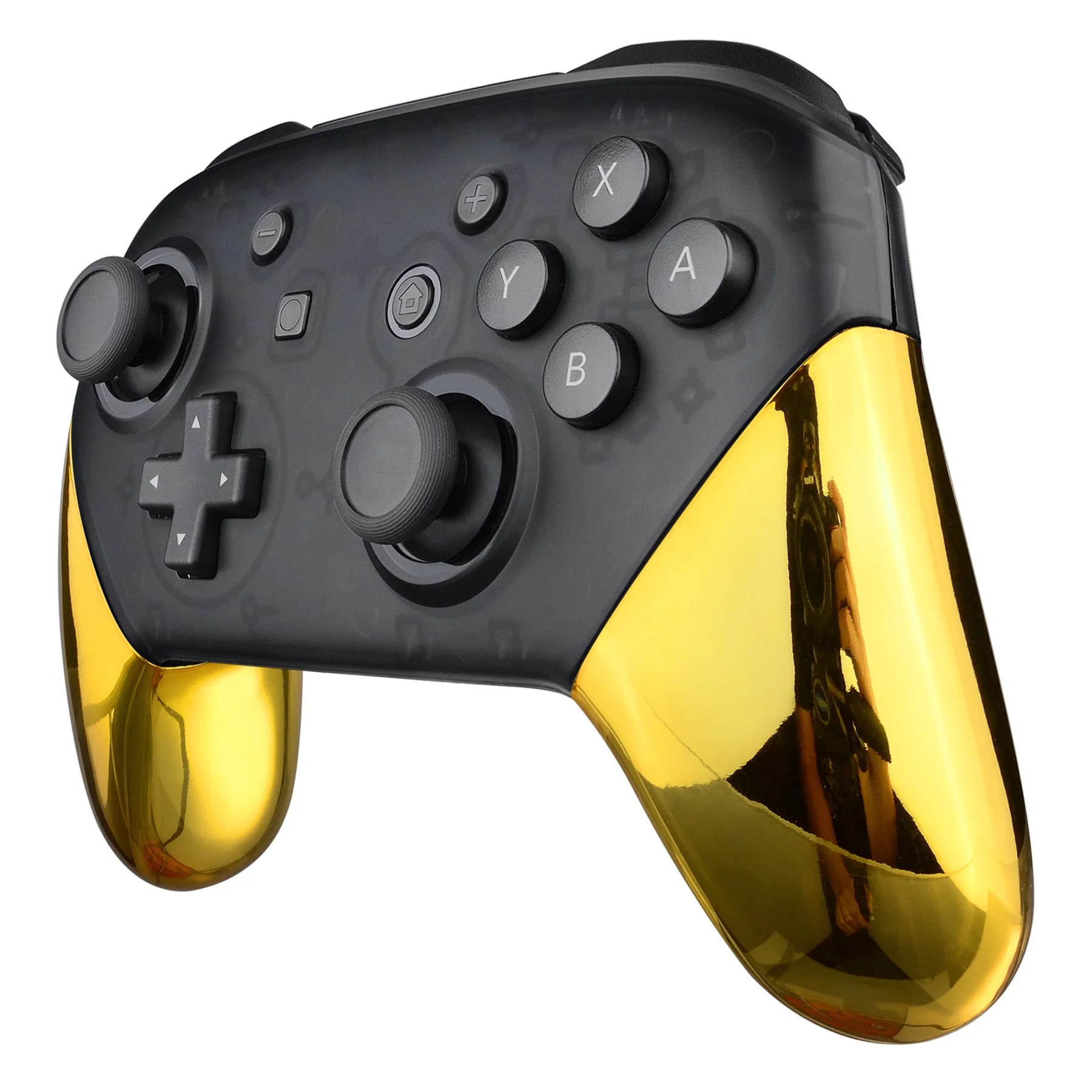 eXtremeRate Replacement Handle Grips for Nintendo Switch Pro Controller - Chrome Gold - Image 4