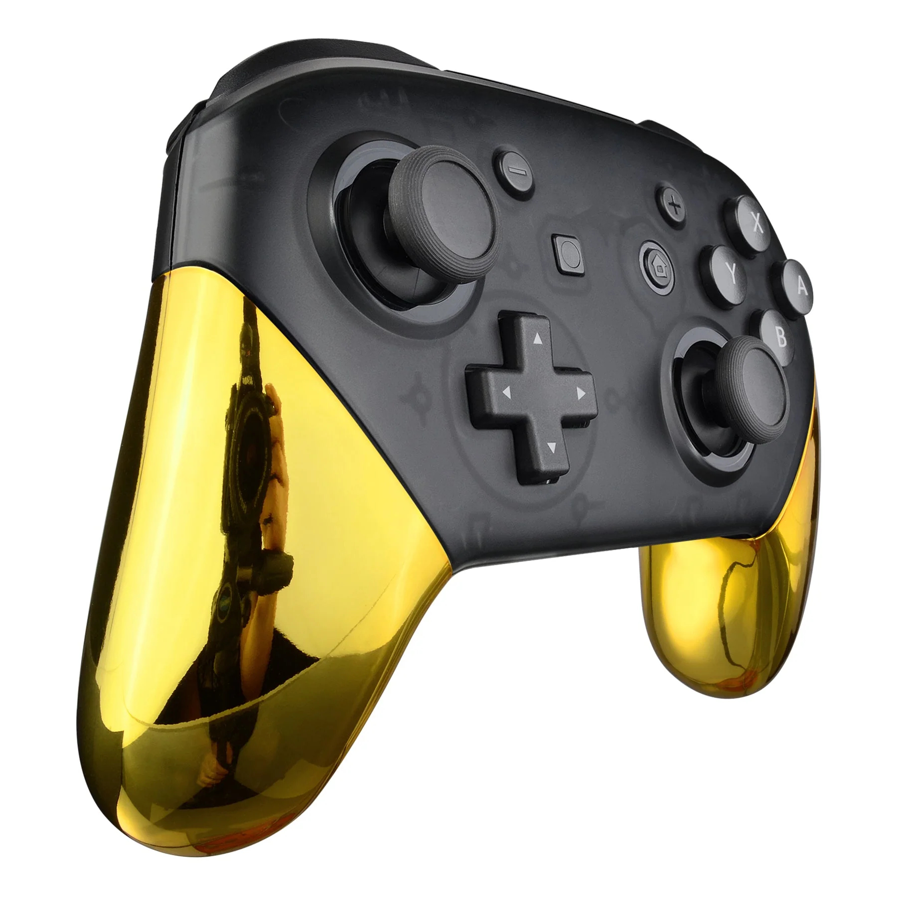 eXtremeRate Replacement Handle Grips for Nintendo Switch Pro Controller - Chrome Gold - Image 5
