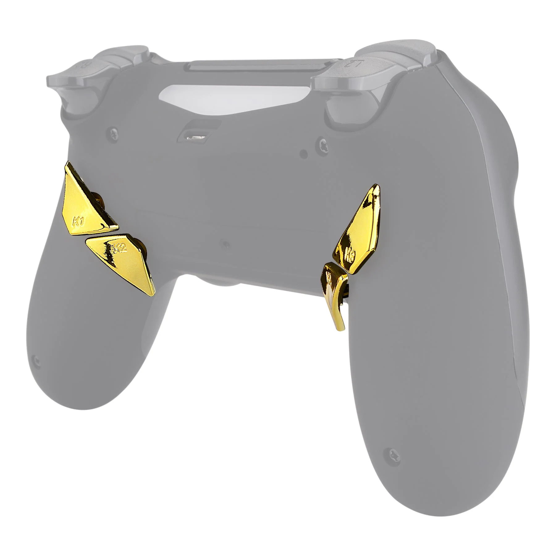 eXtremeRate Replacement Ergonomic Back Buttons K1 K2 K3 K4 Paddles for PS4 Controller Dawn Remap Kit - Chrome Gold - Image 7