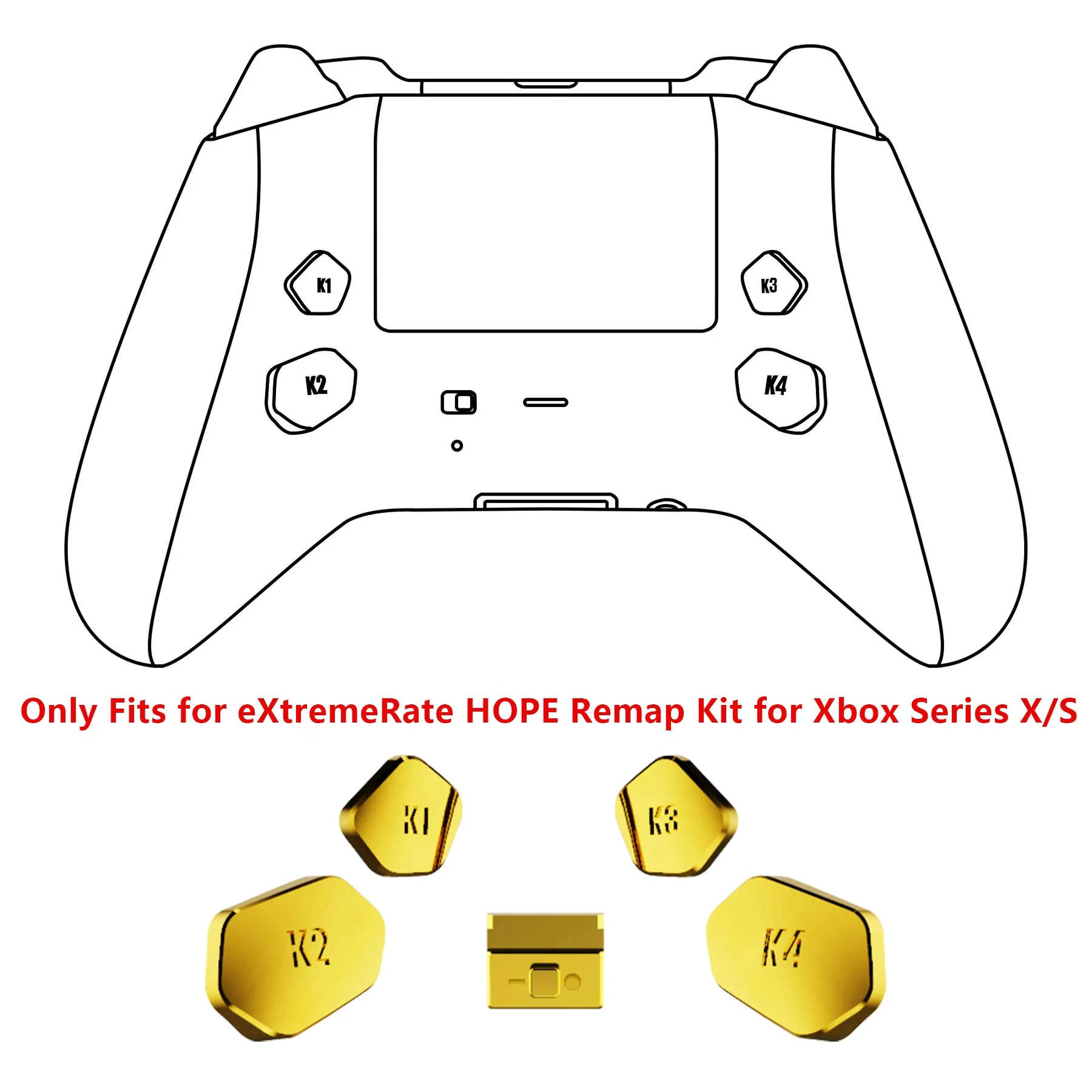 eXtremeRate Redesigned K1 K2 K3 K4 Back Buttons Paddles & Toggle Switch for eXtremerate Hope Remap Kit, Compatible with Xbox Series X/S Controller - Chrome Gold - Image 3