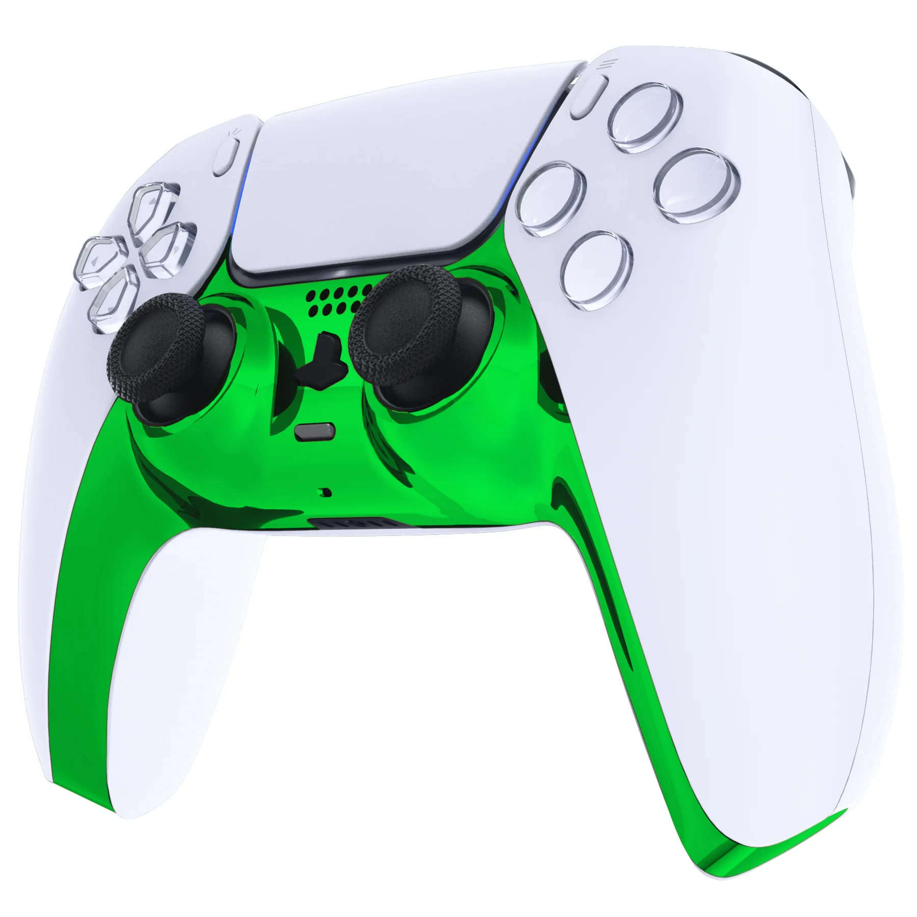 eXtremeRate Replacement Decorative Trim Shell with Accent Rings Compatible with PS5 Controller BDM-010/020/030/040/050 - Chrome Green Glossy - Image 4