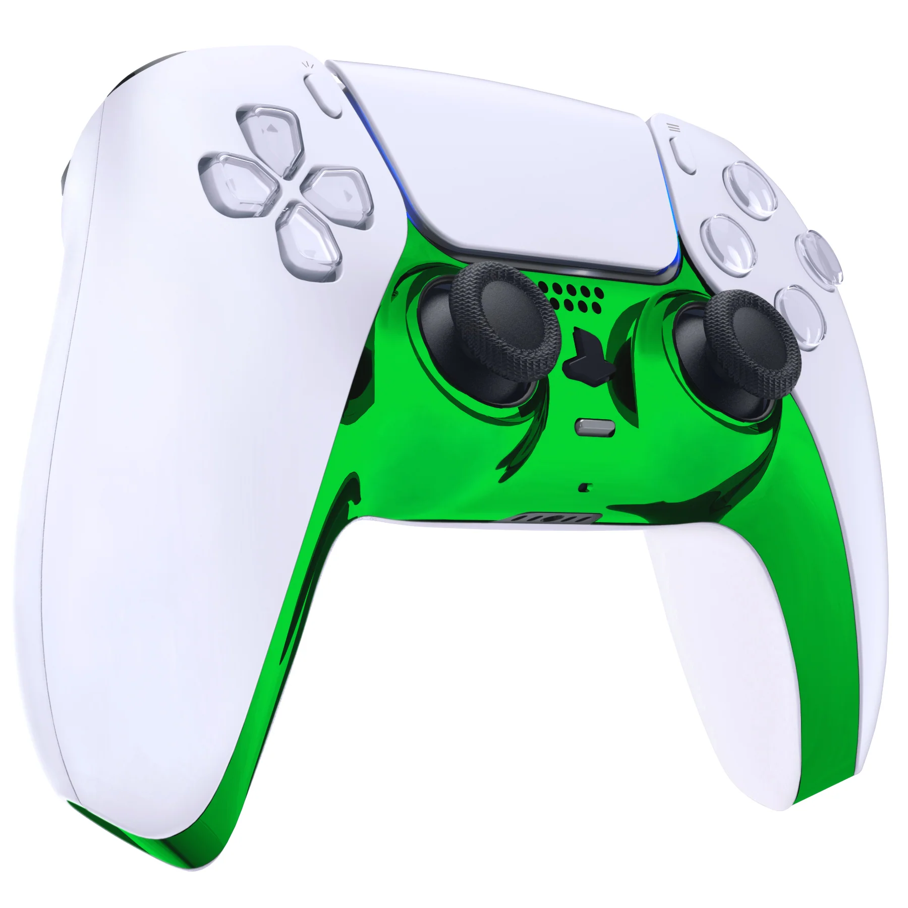 eXtremeRate Replacement Decorative Trim Shell with Accent Rings Compatible with PS5 Controller BDM-010/020/030/040/050 - Chrome Green Glossy - Image 5