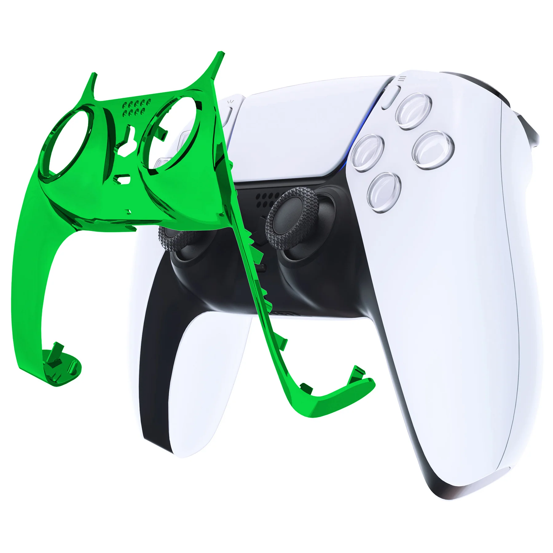 eXtremeRate Replacement Decorative Trim Shell with Accent Rings Compatible with PS5 Controller BDM-010/020/030/040/050 - Chrome Green Glossy - Image 7