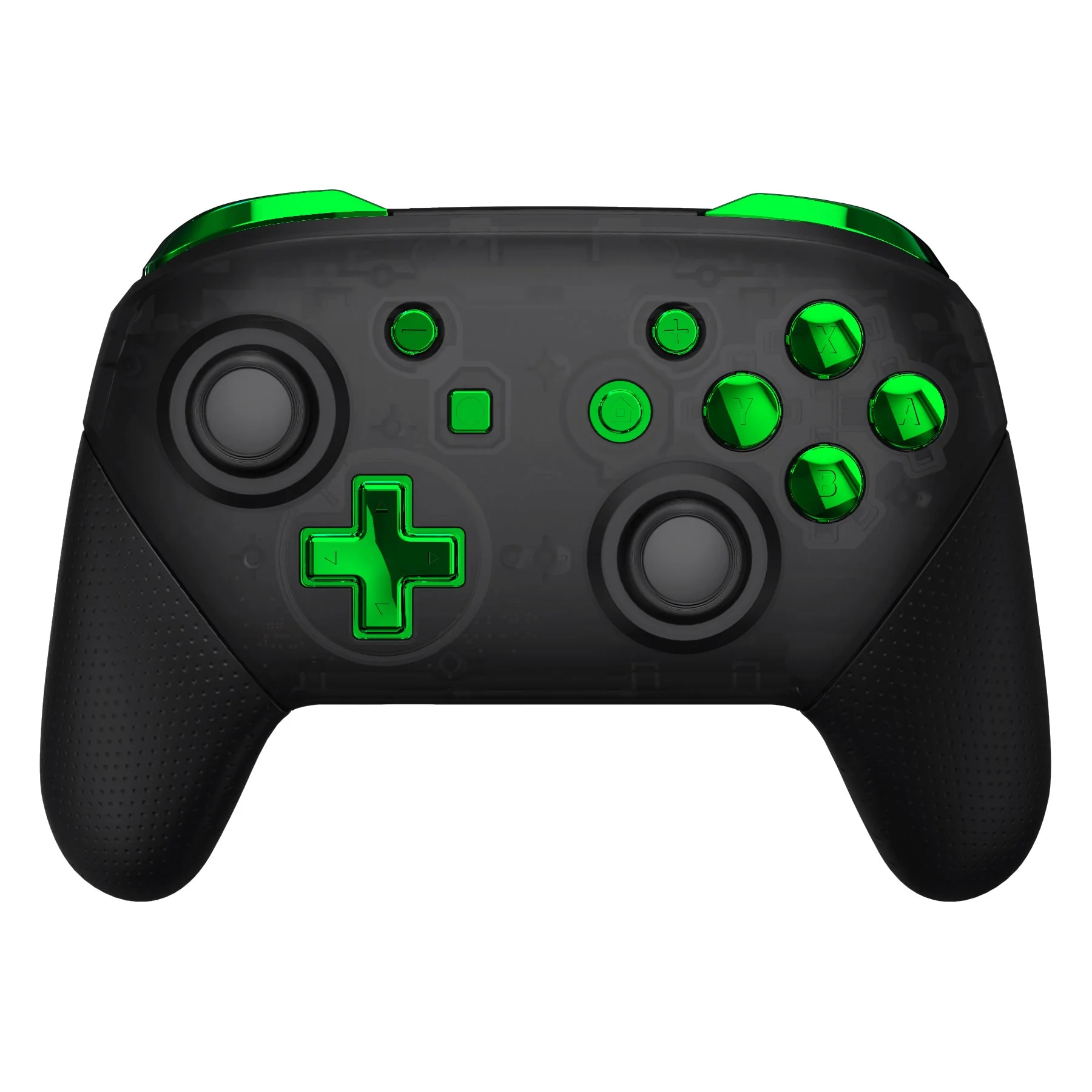 eXtremeRate DIY Replacement Full Set Buttons for Nintendo Switch Pro Controller - Chrome Green Glossy - Image 3