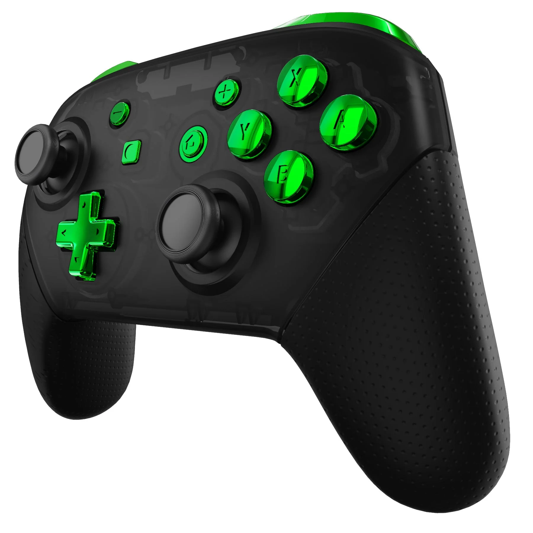 eXtremeRate DIY Replacement Full Set Buttons for Nintendo Switch Pro Controller - Chrome Green Glossy - Image 4