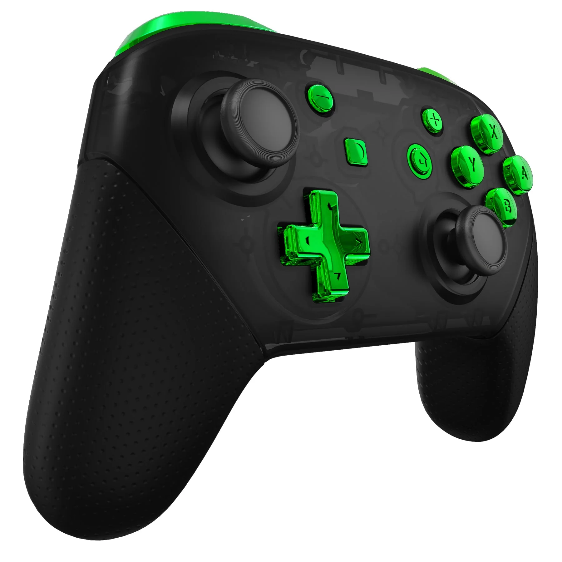eXtremeRate DIY Replacement Full Set Buttons for Nintendo Switch Pro Controller - Chrome Green Glossy - Image 5