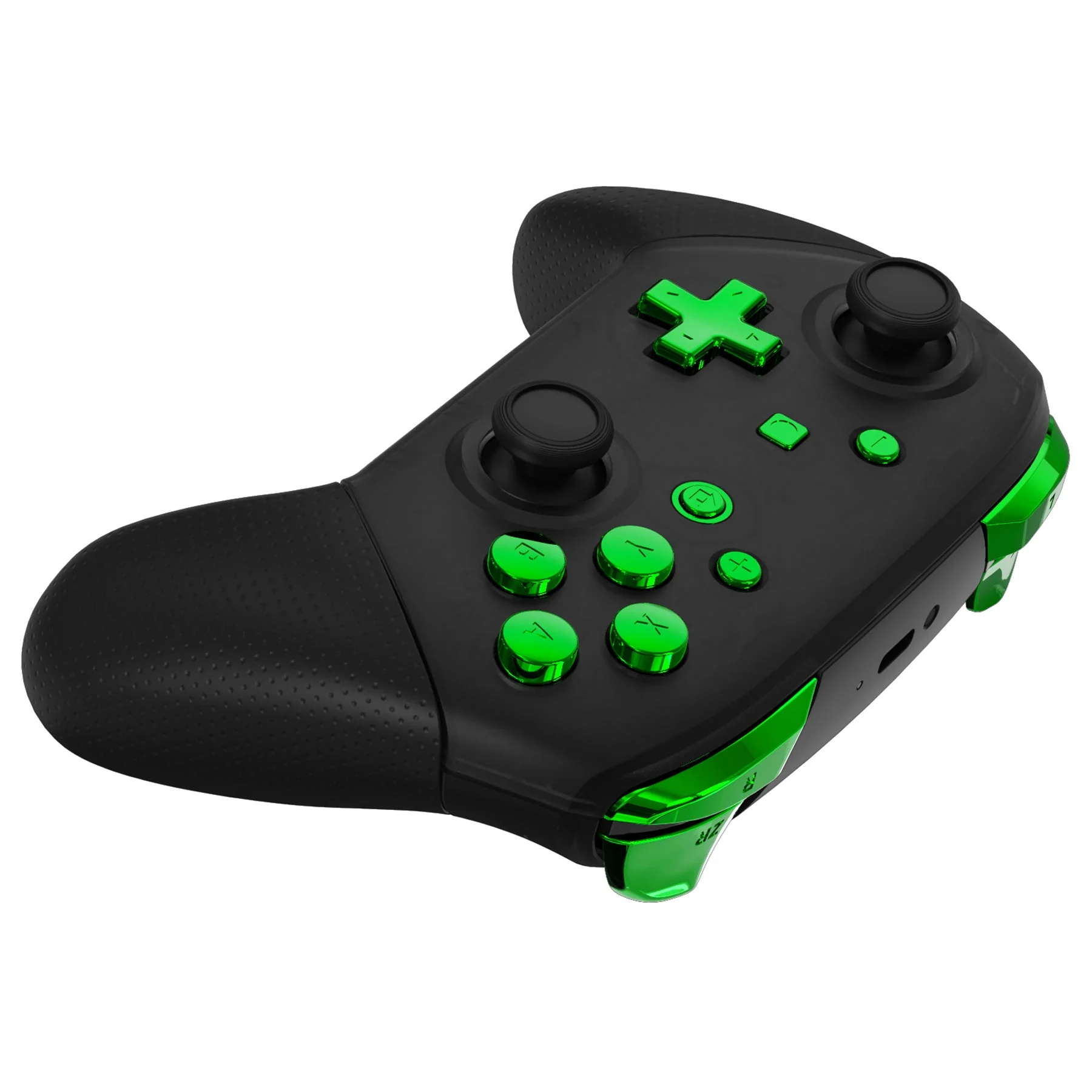 eXtremeRate DIY Replacement Full Set Buttons for Nintendo Switch Pro Controller - Chrome Green Glossy - Image 6