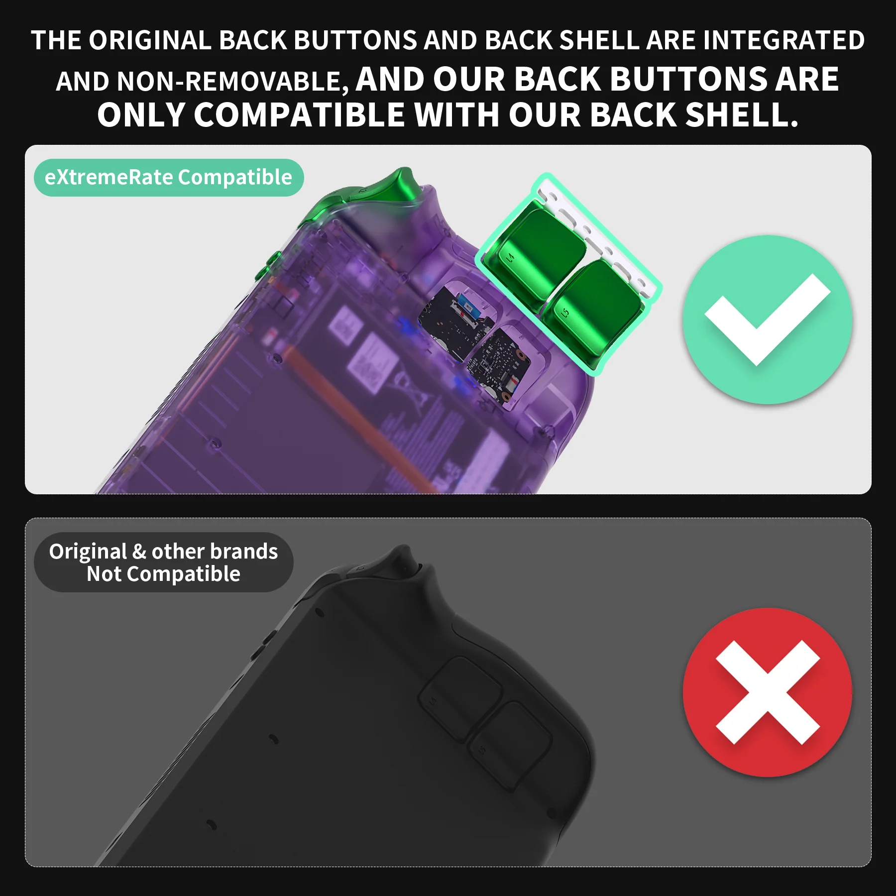 eXtremeRate Replacement Full Set Buttons for Steam Deck LCD - Chrome Green - Image 4
