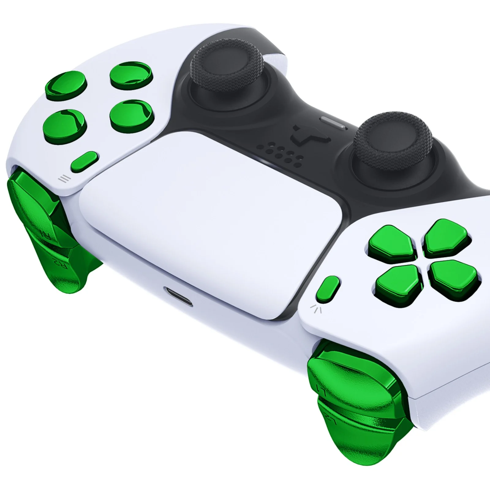 eXtremeRate Replacement Full Set Buttons Compatible with PS5 Controller BDM-010/020 - Chrome Green - Image 6