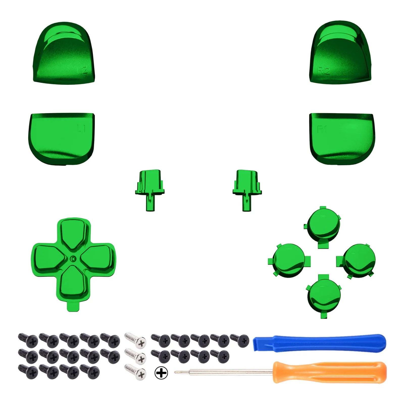 eXtremeRate Replacement Full Set Buttons Compatible with PS5 Controller BDM-010/020 - Chrome Green - Image 8