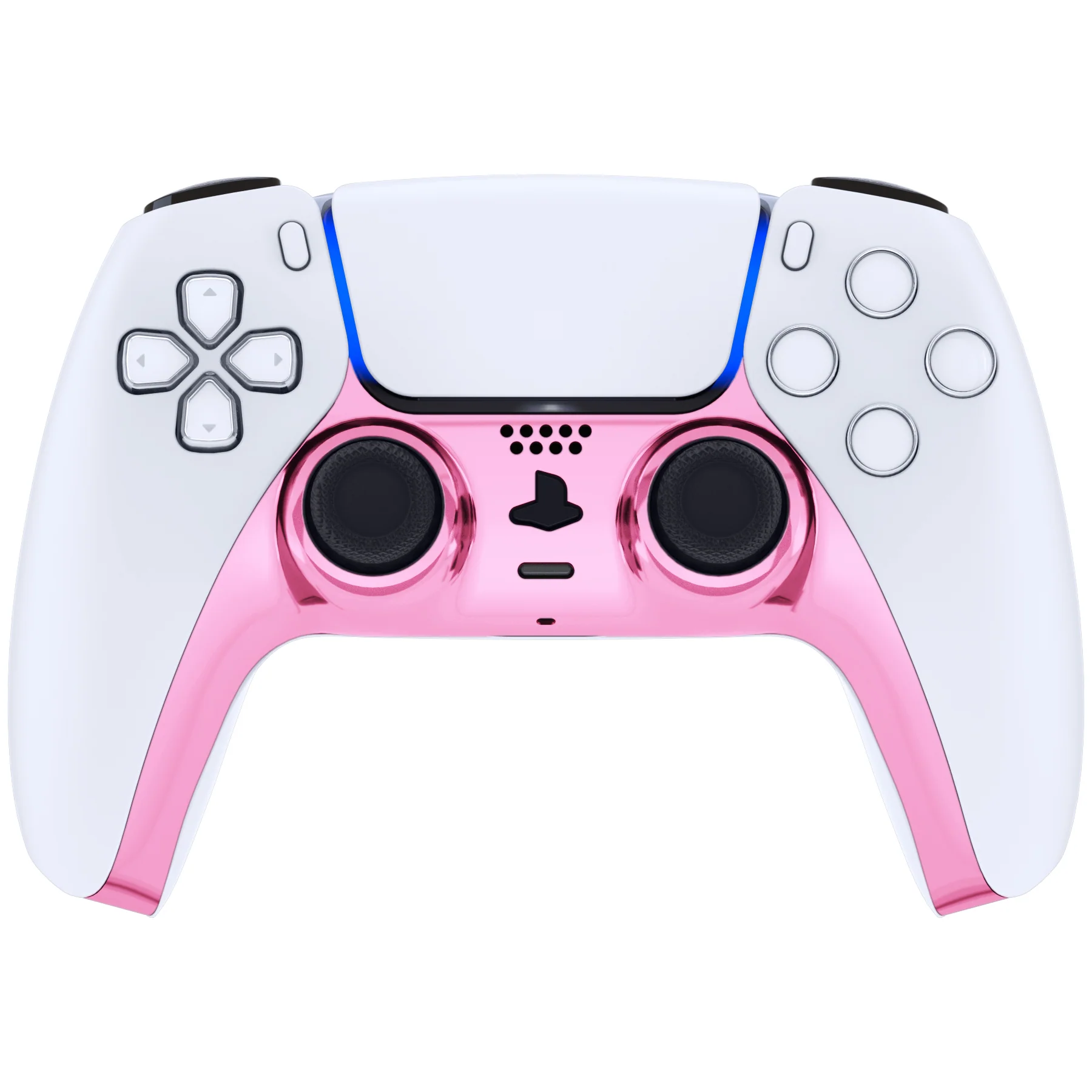eXtremeRate Replacement Decorative Trim Shell with Accent Rings Compatible with PS5 Controller BDM-010/020/030/040/050 - Chrome Pink Glossy - Image 2