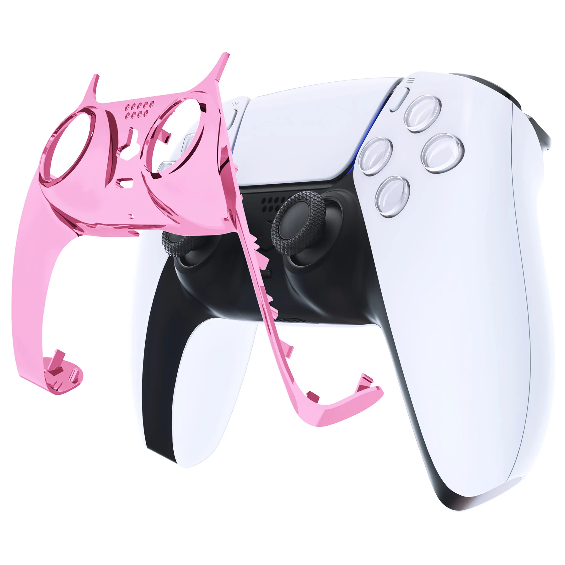 eXtremeRate Replacement Decorative Trim Shell with Accent Rings Compatible with PS5 Controller BDM-010/020/030/040/050 - Chrome Pink Glossy - Image 7