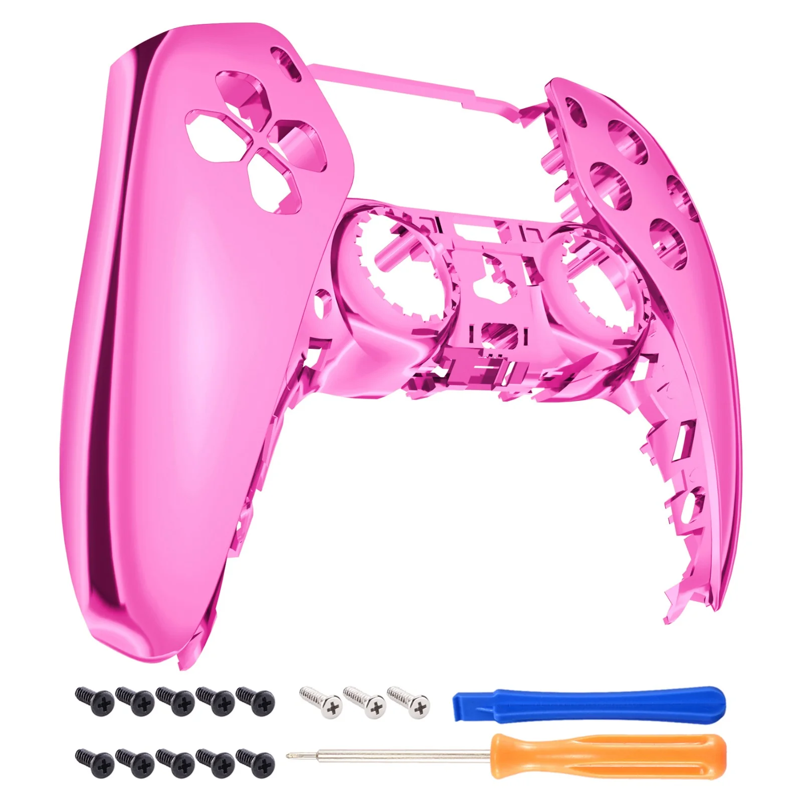 eXtremeRate Replacement Front Housing Shell Compatible with PS5 Controller BDM-010/020/030/040/050 - Chrome Pink Glossy - Image 8