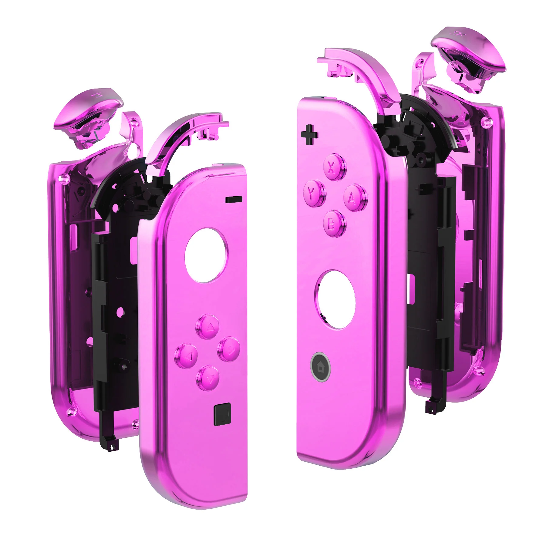 eXtremeRate Replacement Full Set Shell Case with Buttons for Joycon of NS Switch - Chrome Pink Glossy - Image 10