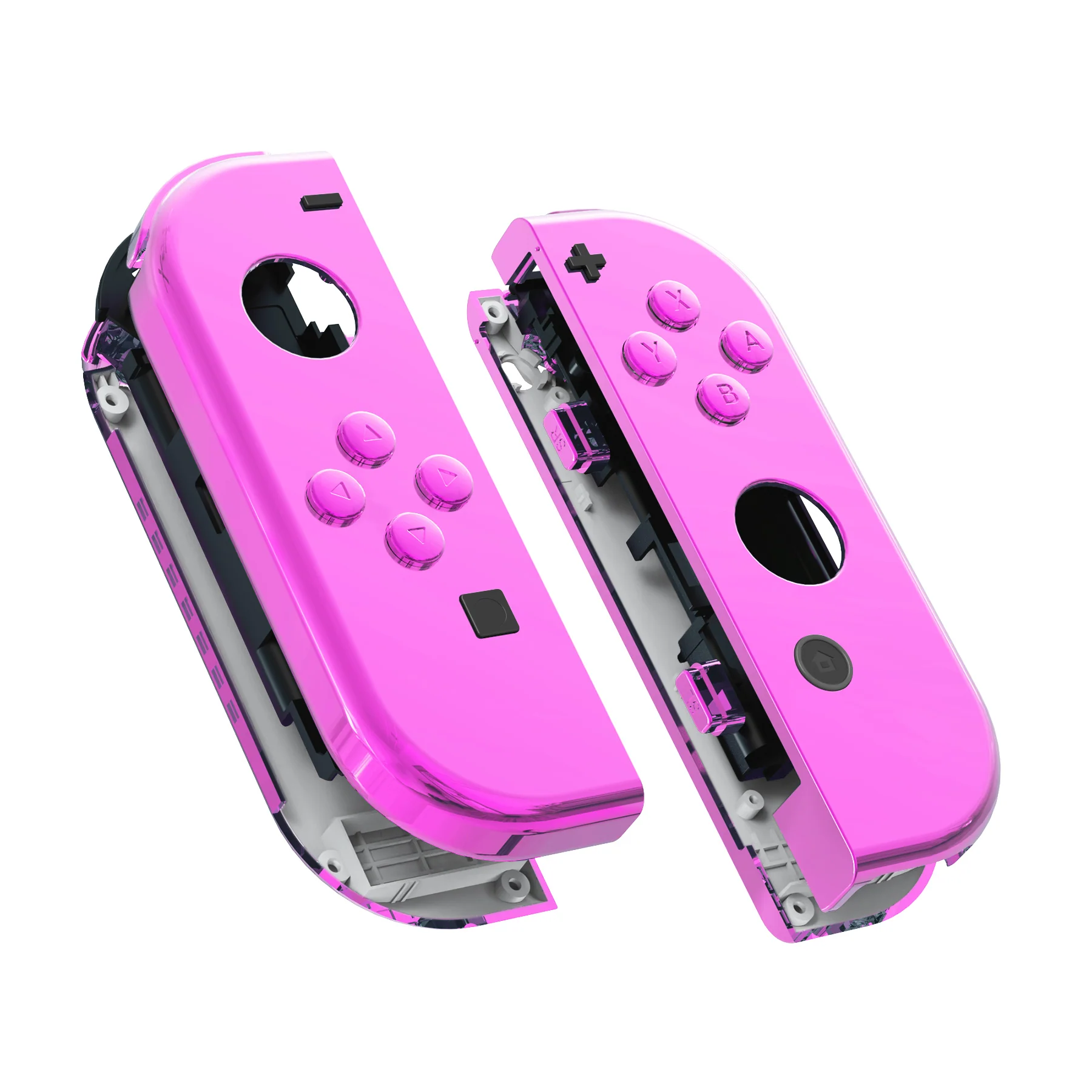 eXtremeRate Replacement Full Set Shell Case with Buttons for Joycon of NS Switch - Chrome Pink Glossy - Image 11