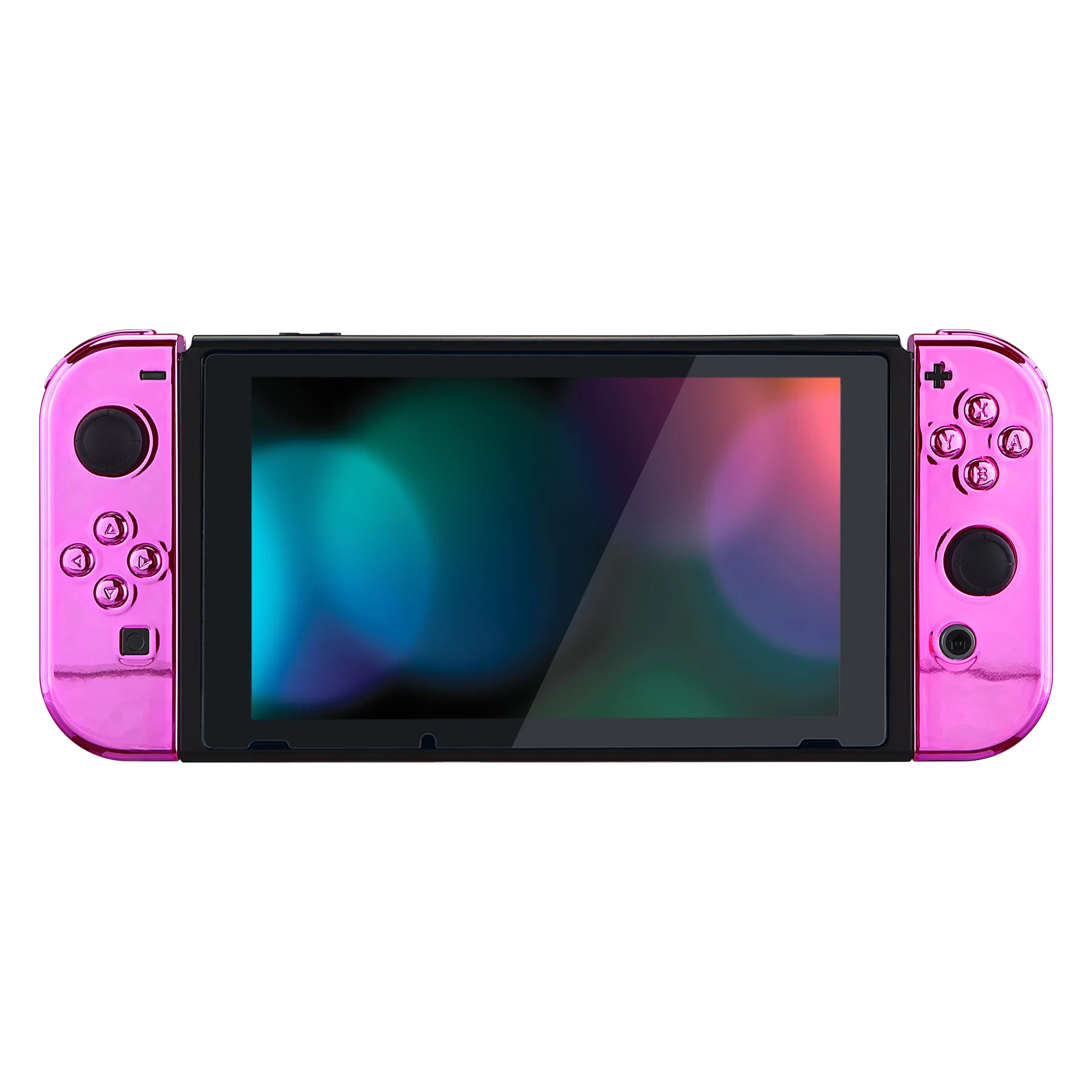 eXtremeRate Replacement Full Set Shell Case with Buttons for Joycon of NS Switch - Chrome Pink Glossy - Image 4