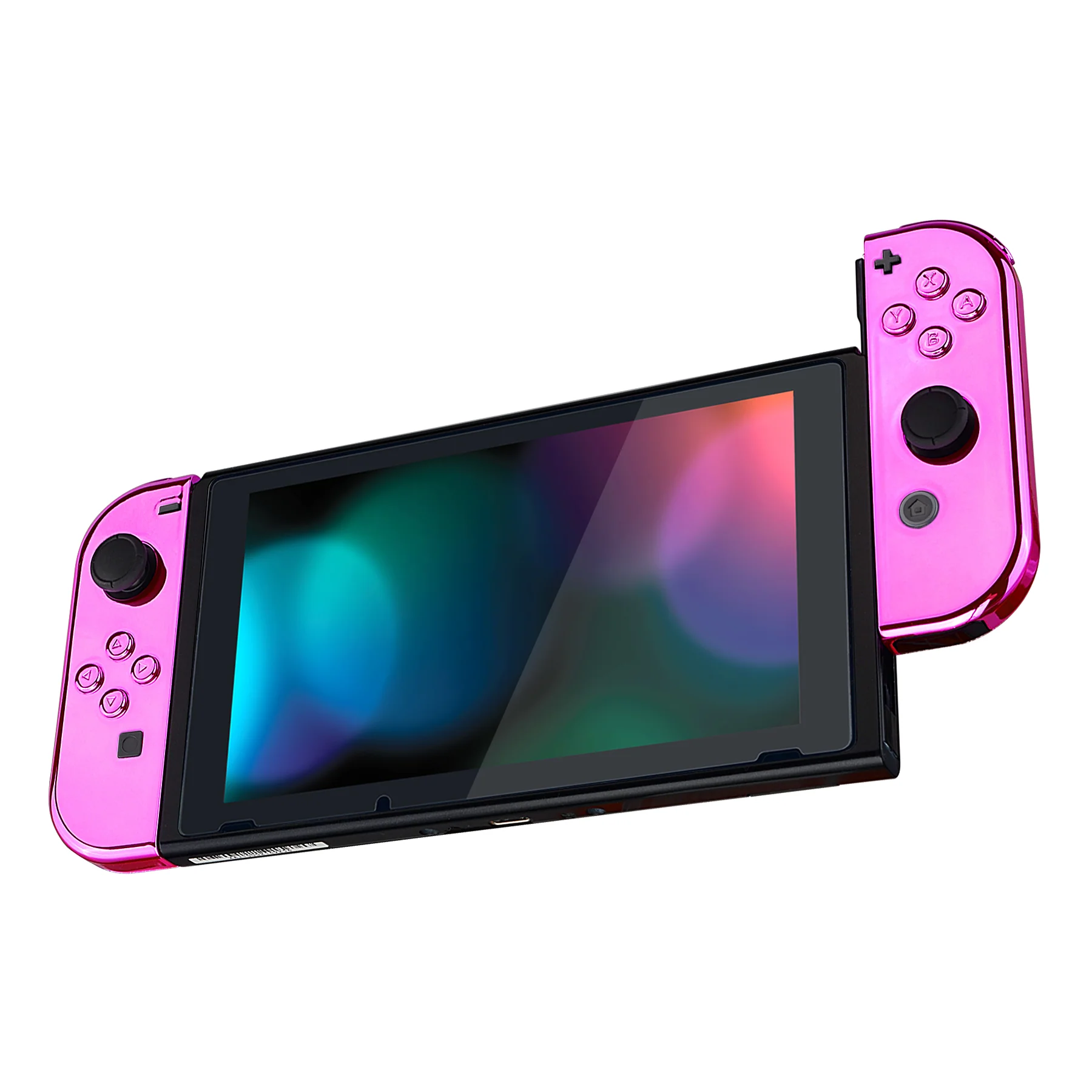 eXtremeRate Replacement Full Set Shell Case with Buttons for Joycon of NS Switch - Chrome Pink Glossy - Image 5