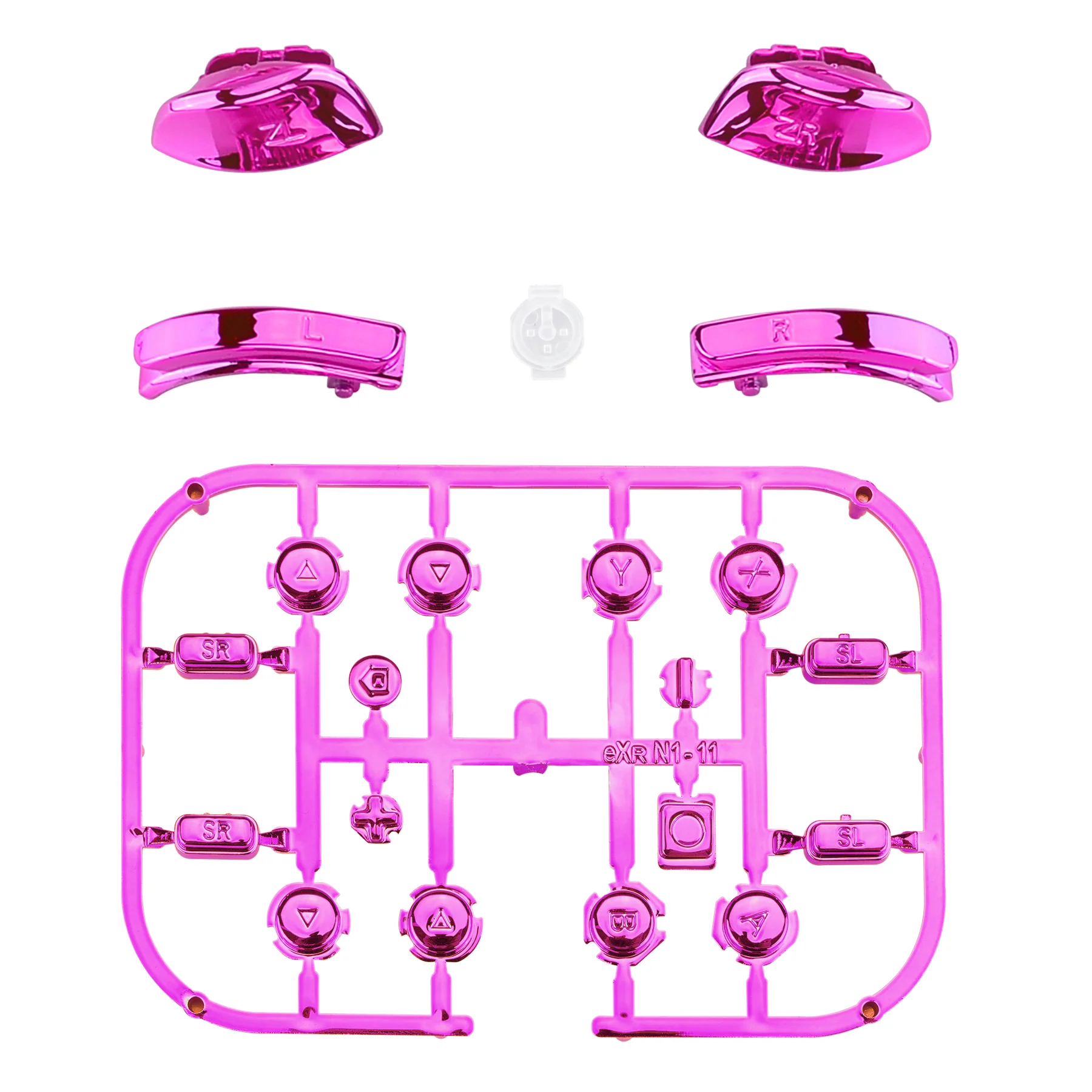 eXtremeRate Replacement Full Set Buttons for Joycon of NS Switch - Chrome Pink Glossy - Image 2
