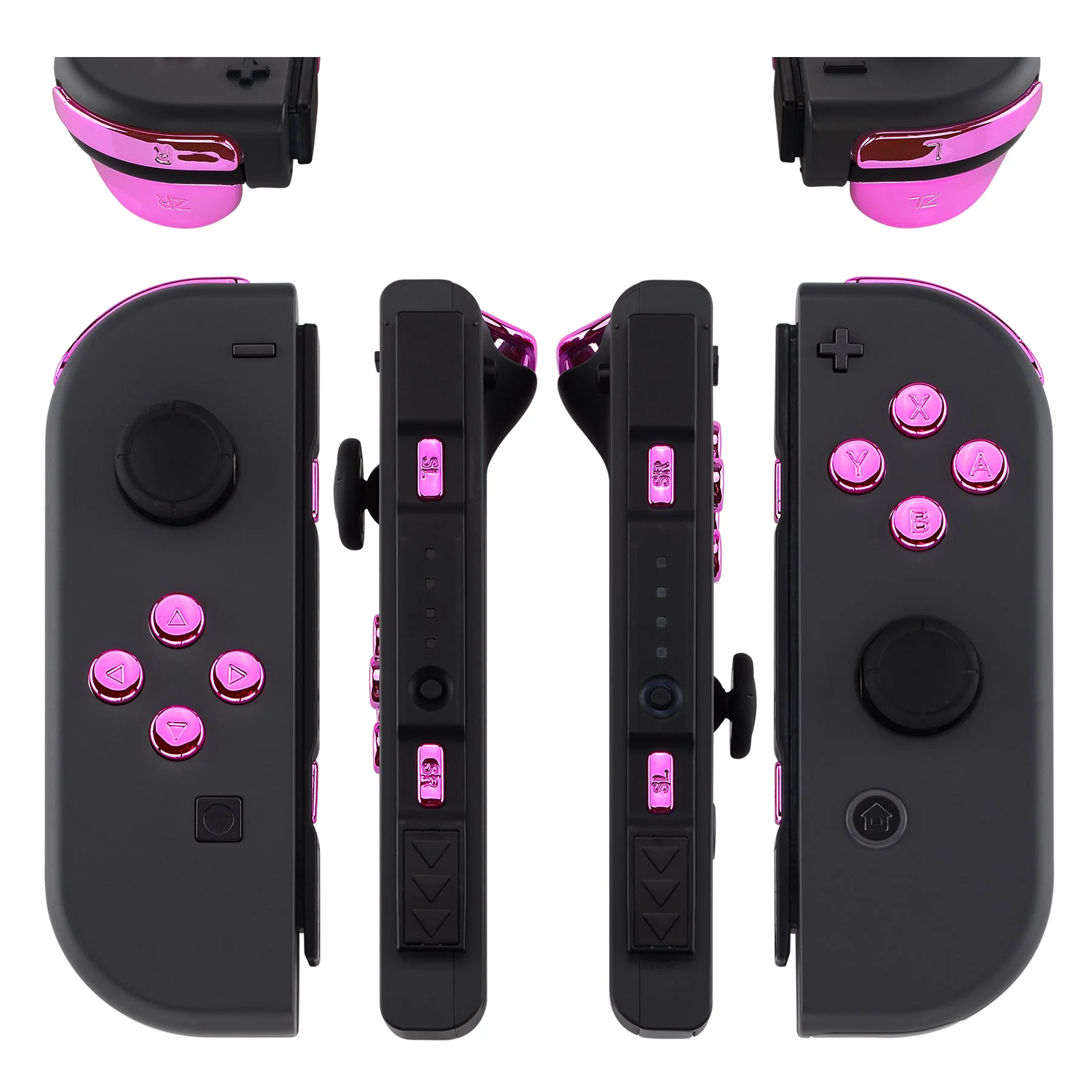 eXtremeRate Replacement Full Set Buttons for Joycon of NS Switch - Chrome Pink Glossy - Image 3