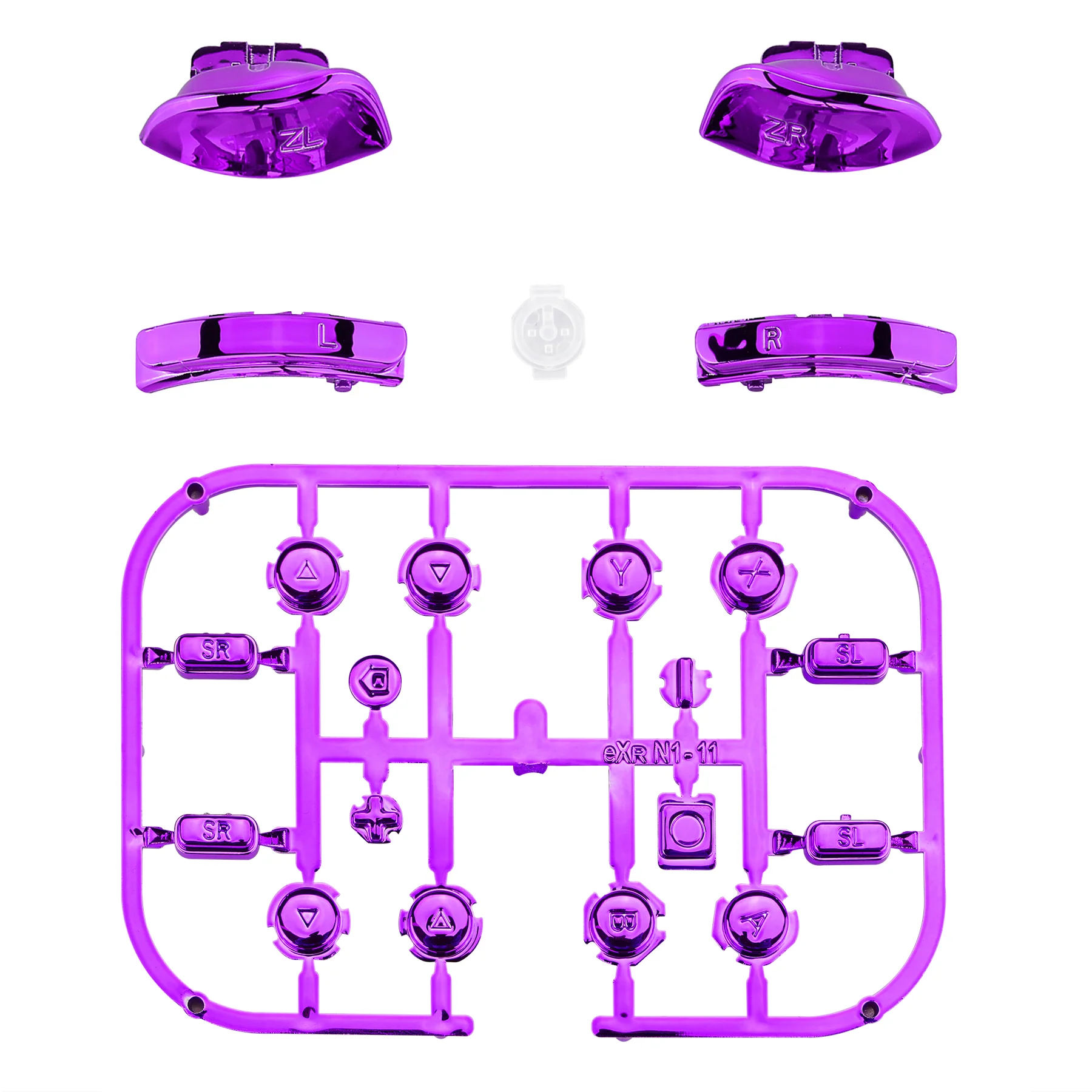 eXtremeRate Replacement Full Set Buttons for Joycon of NS Switch - Chrome Purple Glossy - Image 2