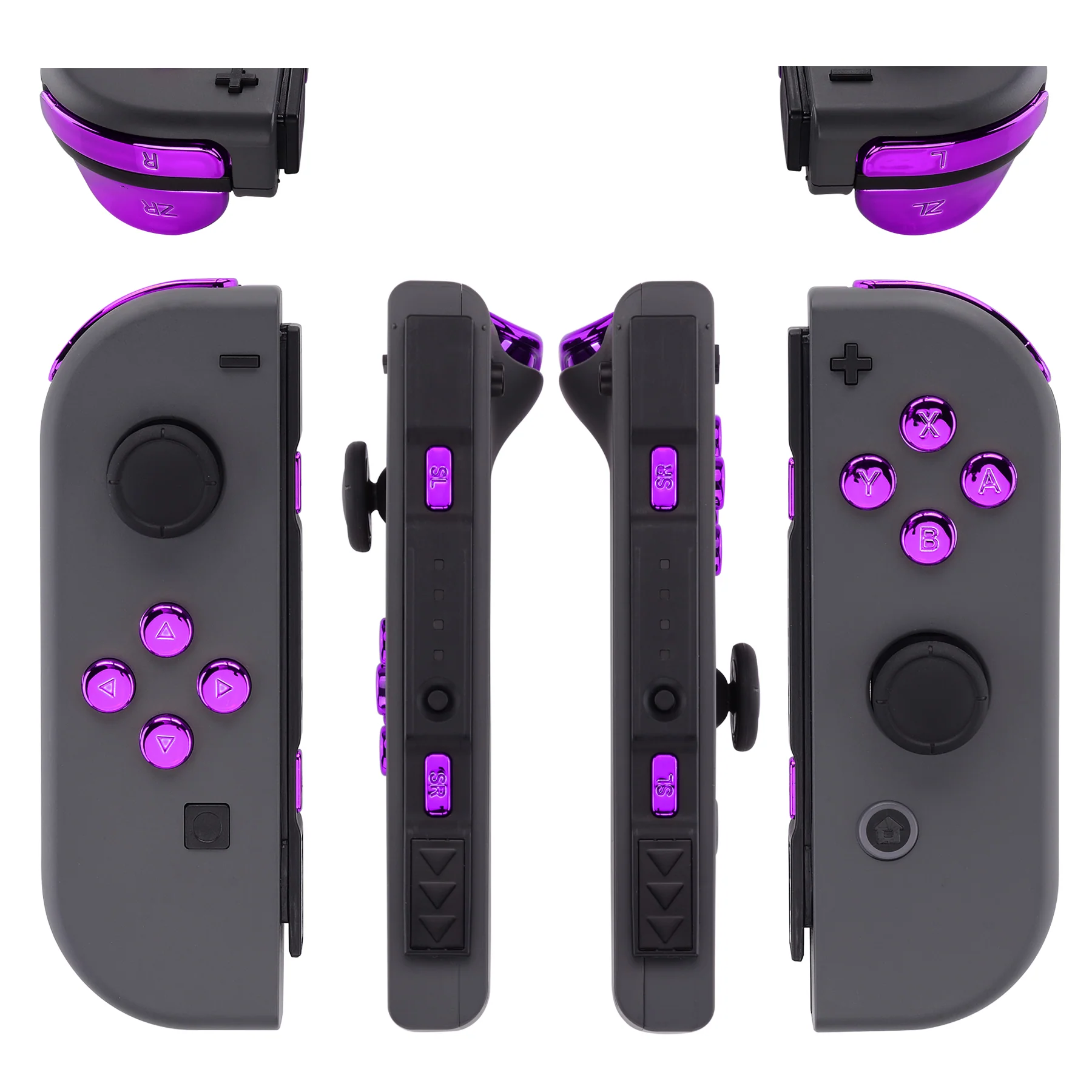 eXtremeRate Replacement Full Set Buttons for Joycon of NS Switch - Chrome Purple Glossy - Image 3