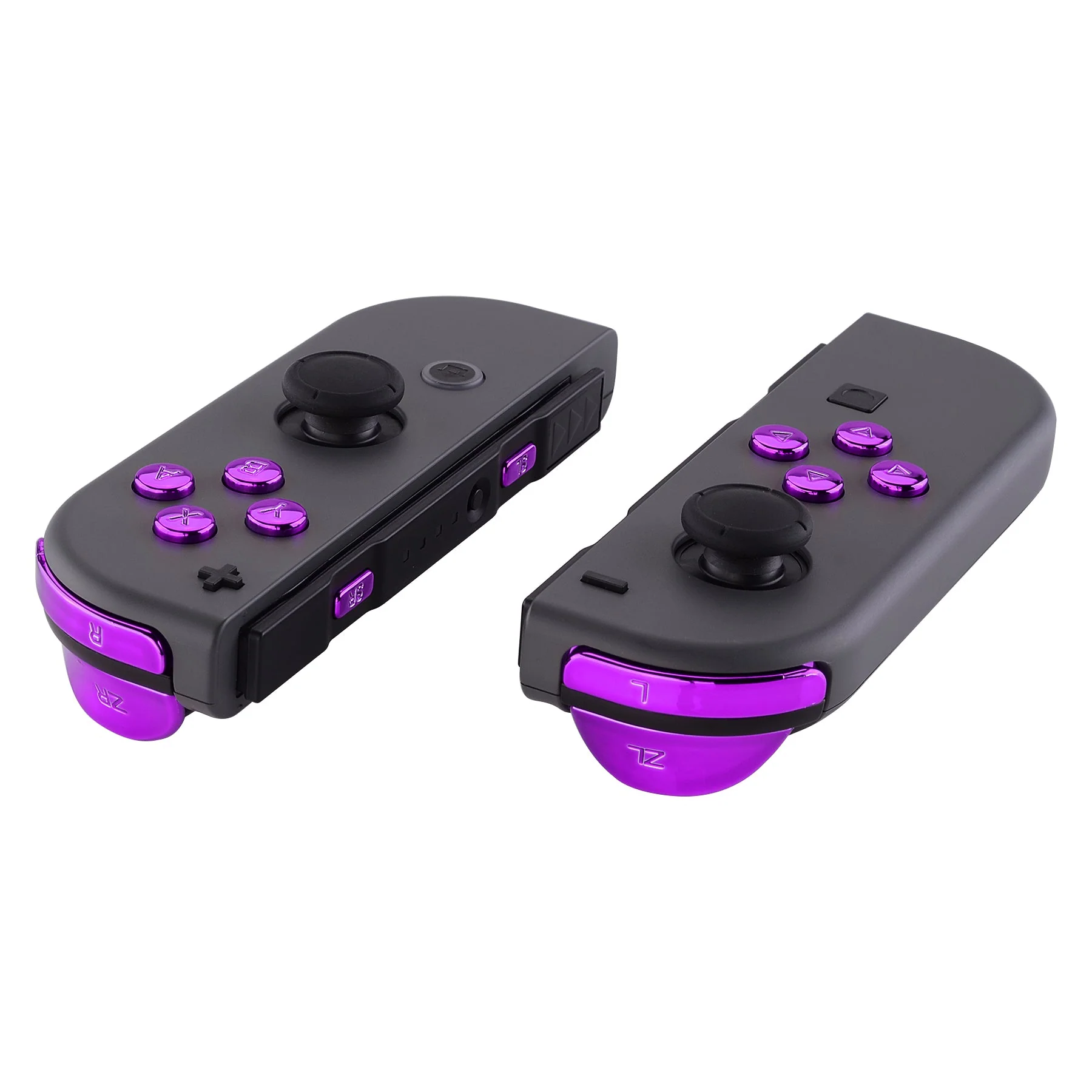 eXtremeRate Replacement Full Set Buttons for Joycon of NS Switch - Chrome Purple Glossy - Image 4