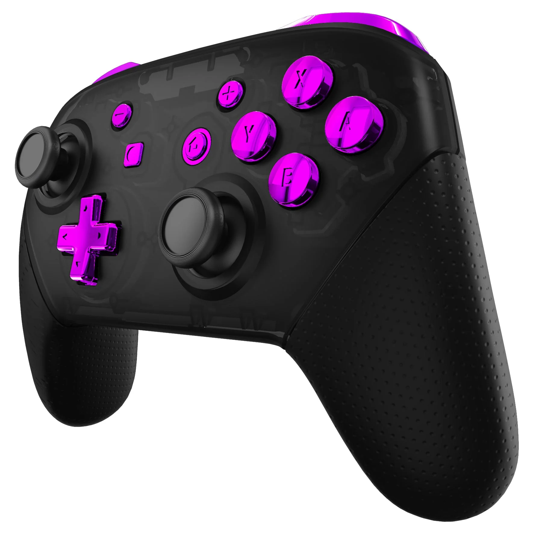 eXtremeRate DIY Replacement Full Set Buttons for Nintendo Switch Pro Controller - Chrome Purple Glossy - Image 5