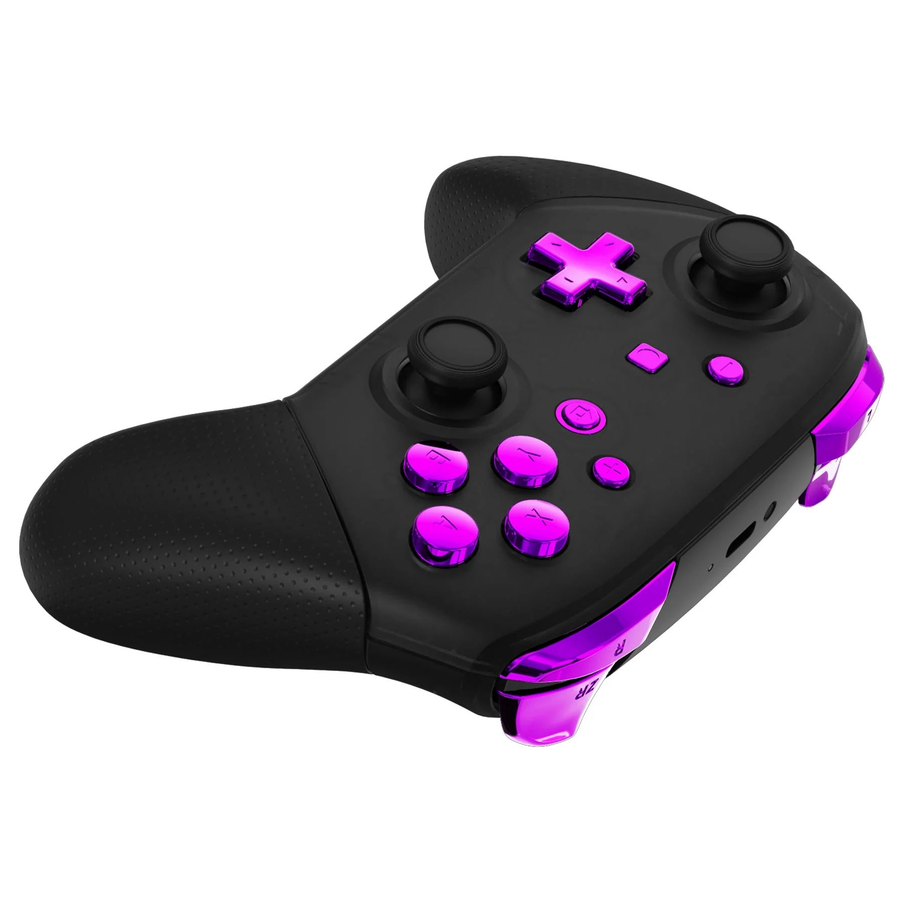eXtremeRate DIY Replacement Full Set Buttons for Nintendo Switch Pro Controller - Chrome Purple Glossy - Image 6