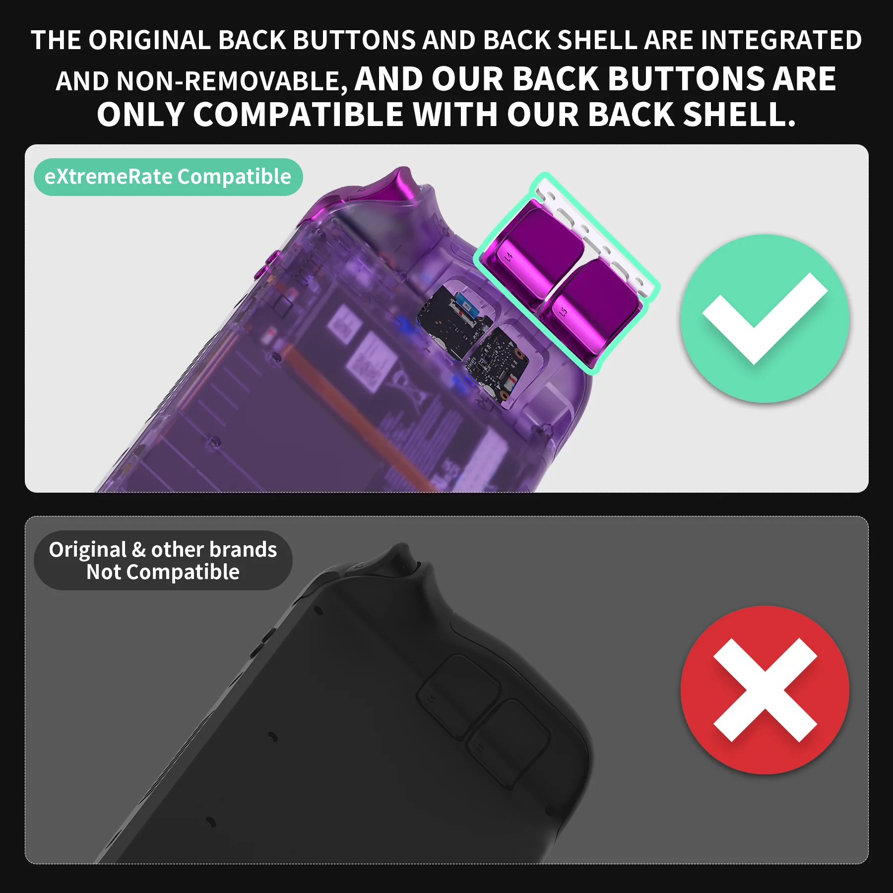 eXtremeRate Replacement Full Set Buttons for Steam Deck LCD - Chrome Purple - Image 4