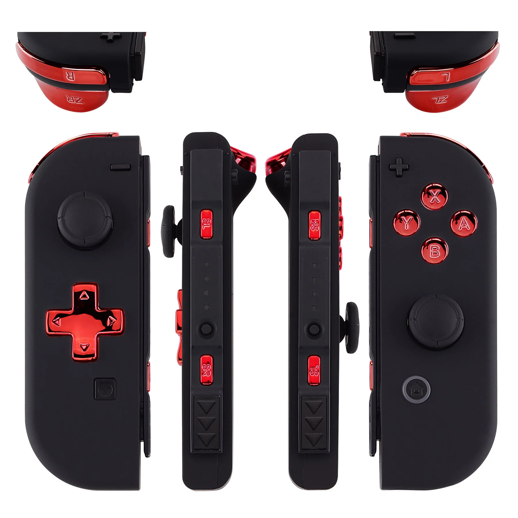 eXtremeRate Dpad Version Replacement Full Set Buttons for Joycon of Switch (D-pad ONLY Fits for eXtremeRate D-pad Shell for Joycon) - Chrome Red - Image 3